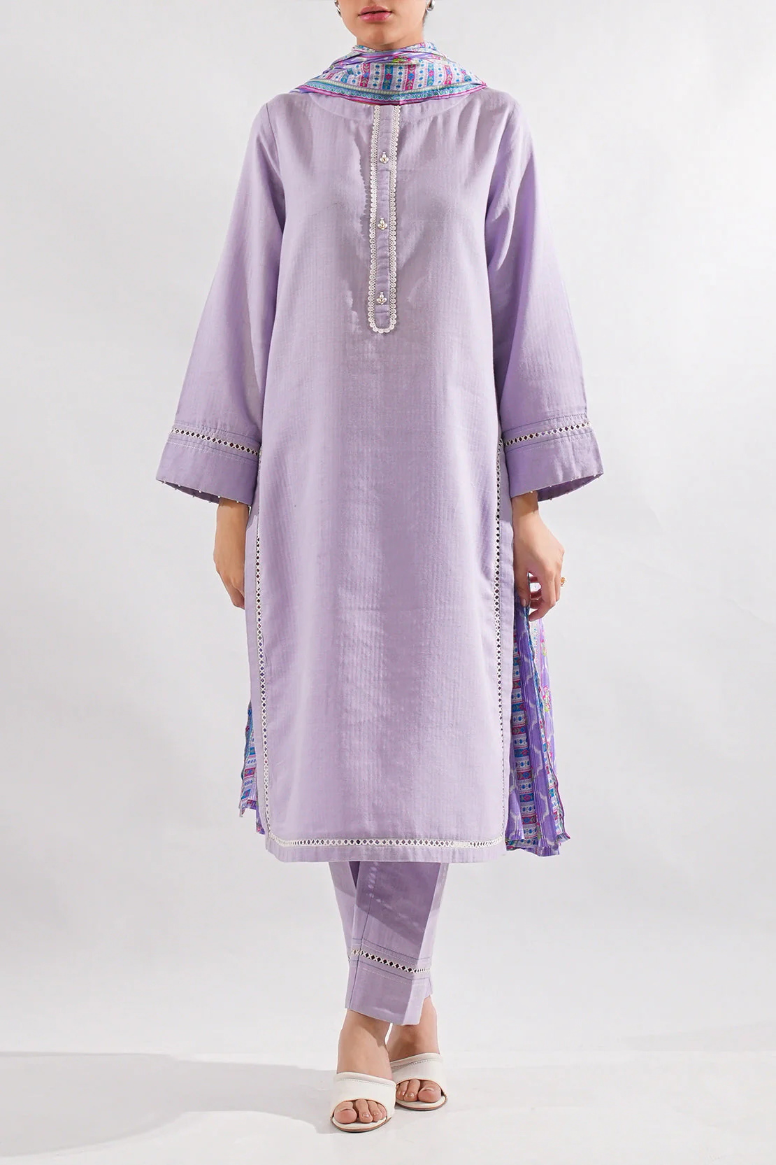 Solid Cotton Stitched 3 Piece - Image 2
