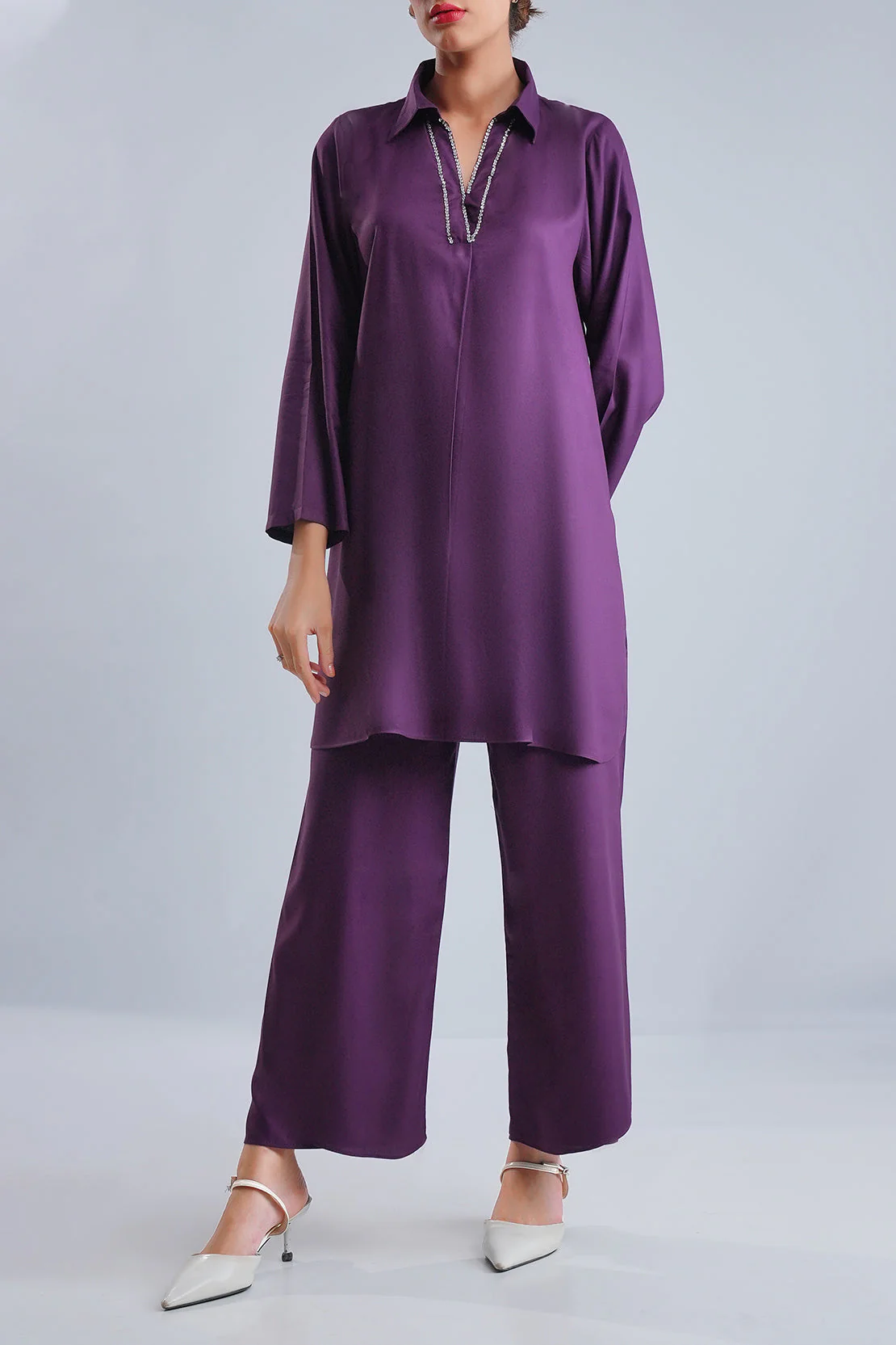 Solid Dobby Crepe Stitched 2 Piece (Shirt/Trouser) - Image 3