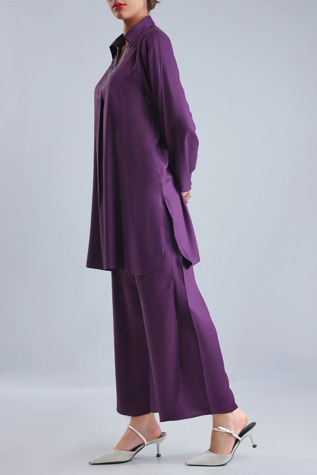 Solid Dobby Crepe Stitched 2 Piece (Shirt/Trouser) - Image 4