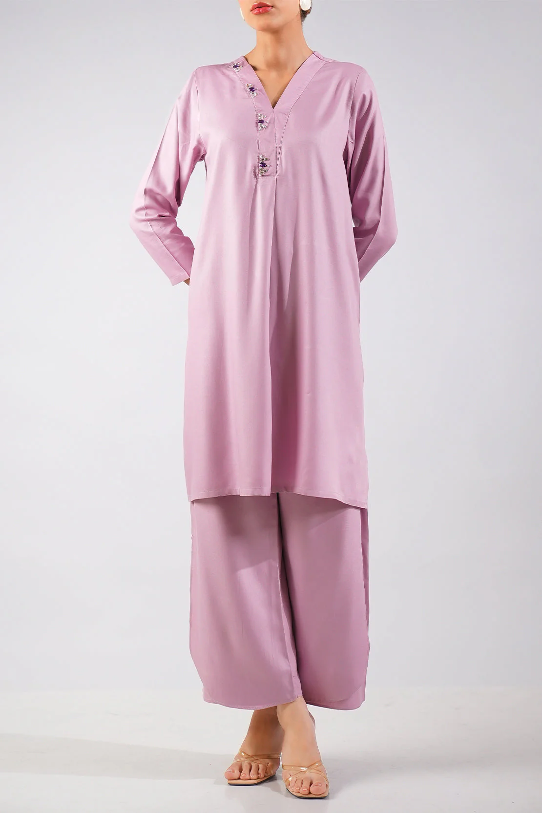 Solid Dobby Crepe Stitched 2 Piece (Shirt/Trouser)