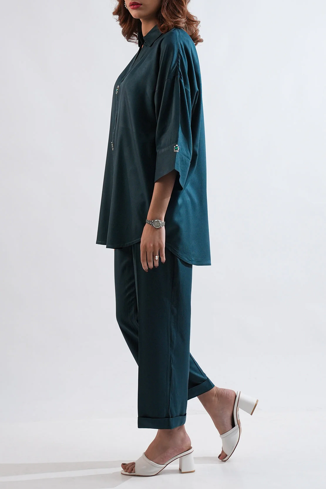 Solid Dobby Crepe Stitched 2 Piece (Shirt/Trouser) - Image 4