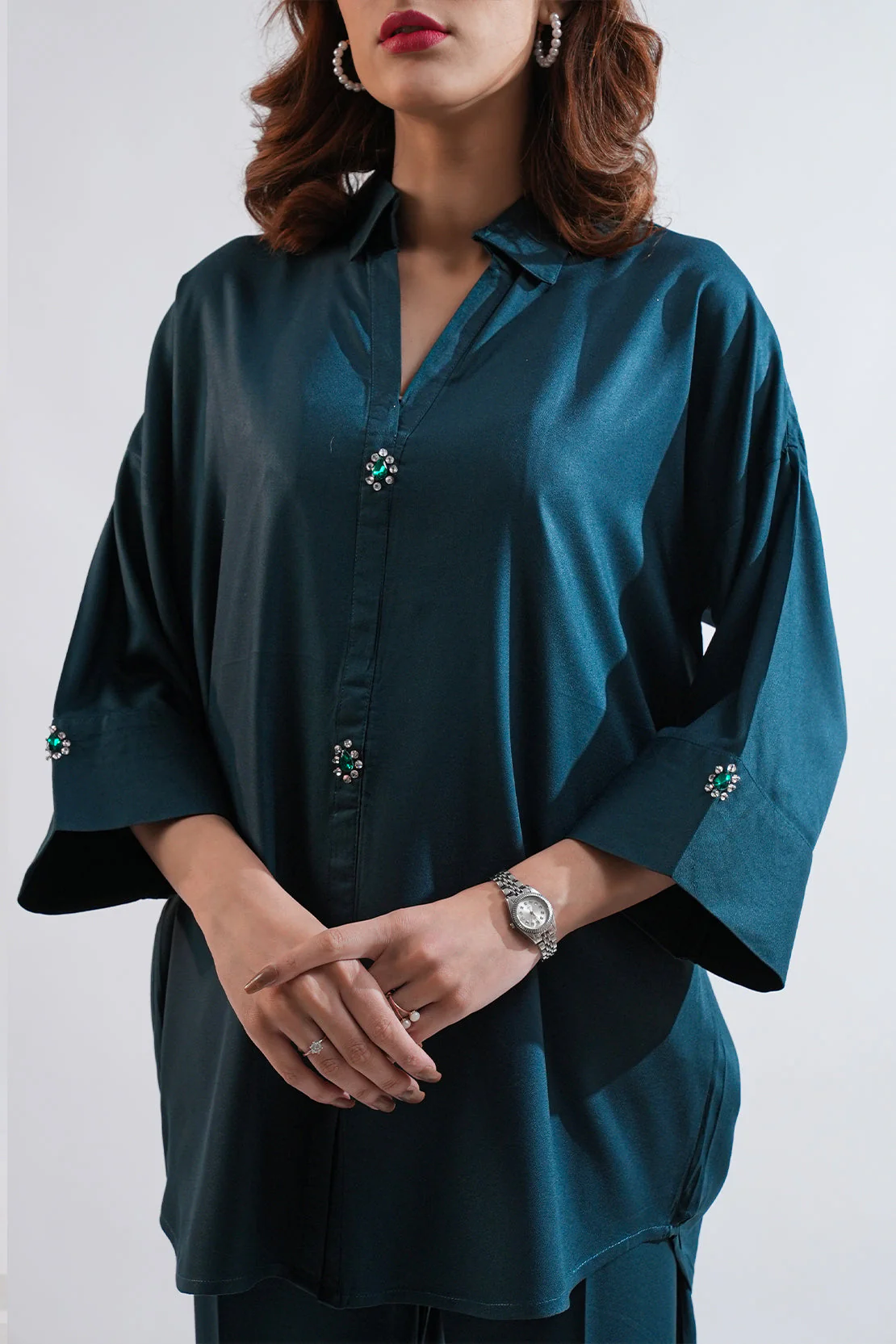 Solid Dobby Crepe Stitched 2 Piece (Shirt/Trouser) - Image 5