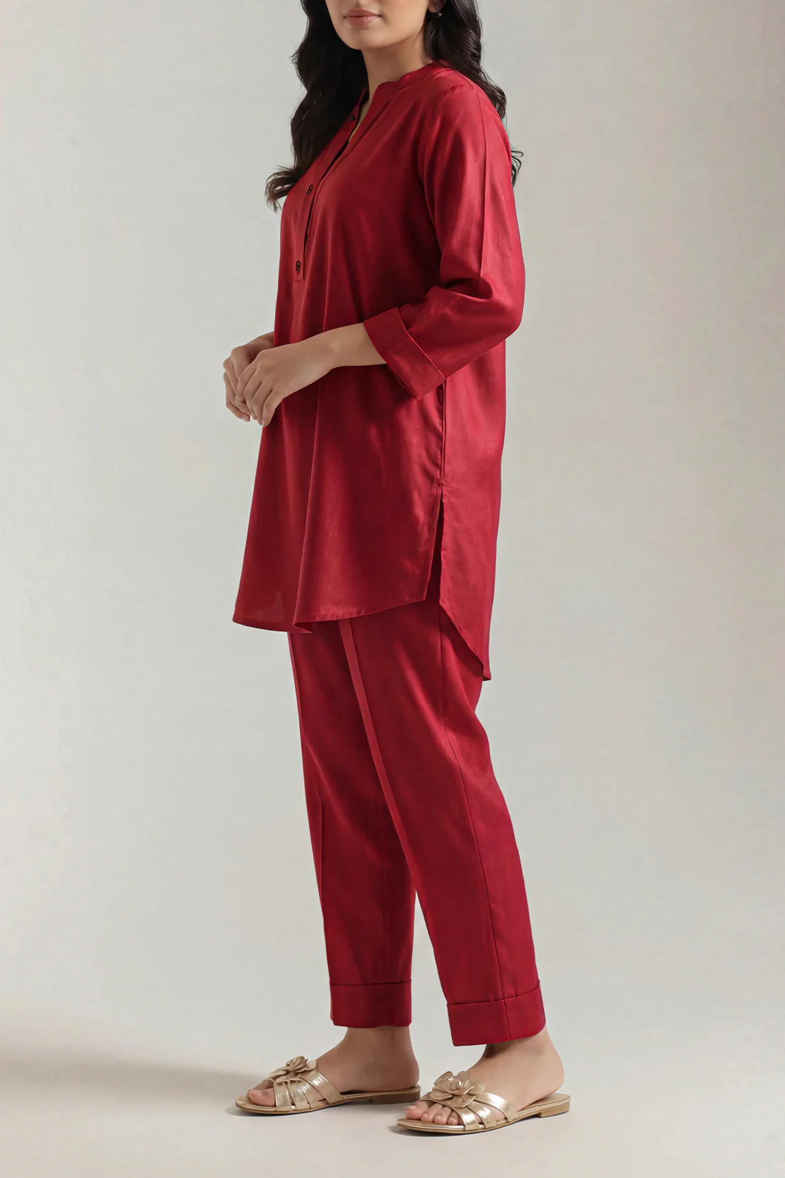 Solid Dobby Crepe Stitched 2 Piece (Shirt/Trouser)
