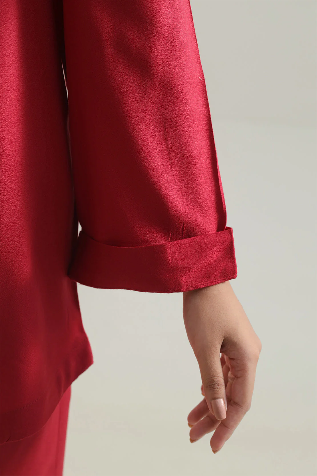 Solid Dobby Crepe Stitched Shirt - Image 5