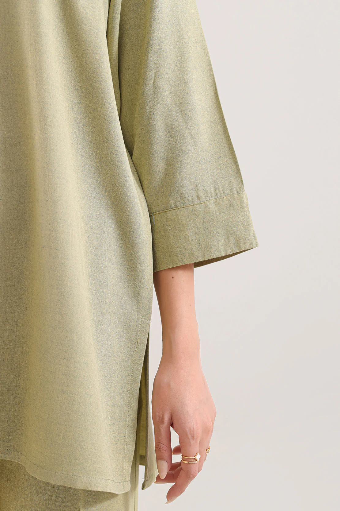 Solid Peach Fabric Stitched 2 Piece (Shirt/Trouser) - Image 4