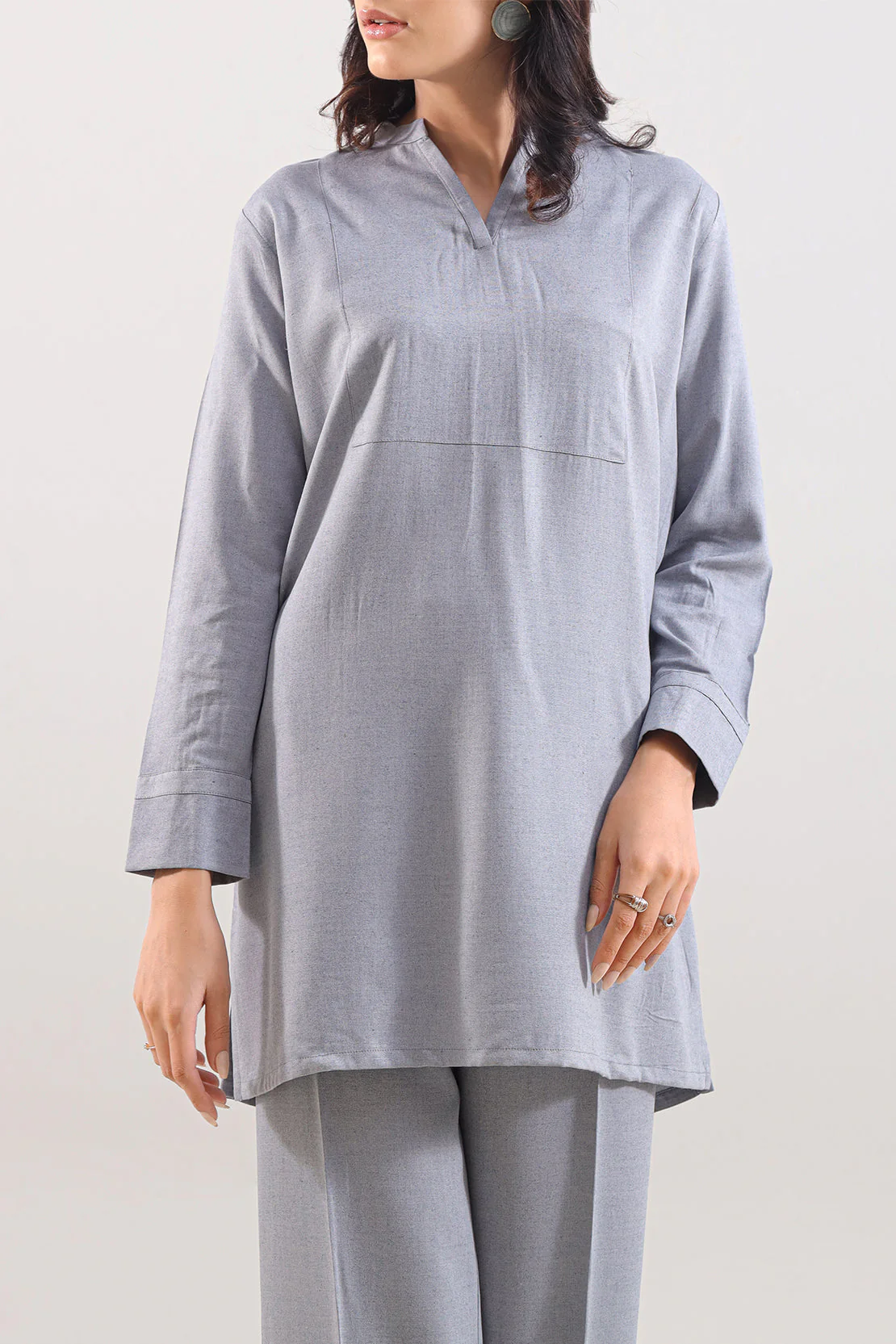 Solid Peach Fabric Stitched 2 Piece (Shirt/Trouser) - Image 3