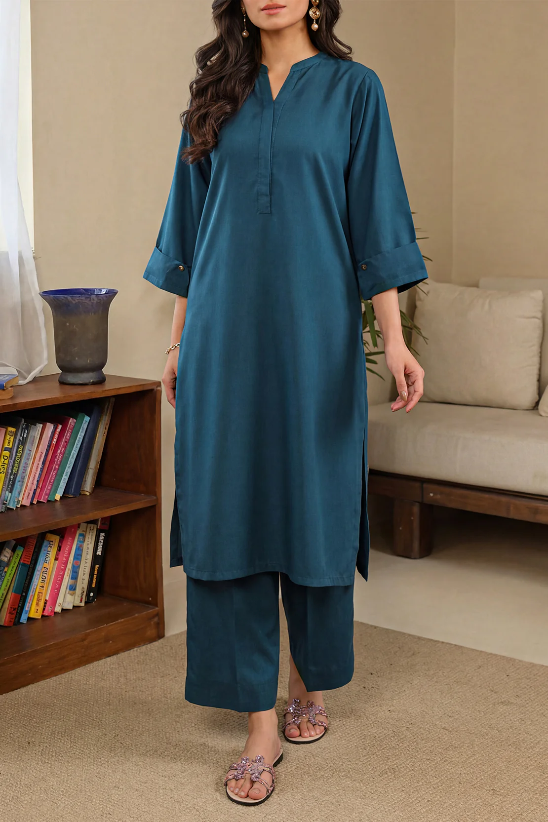 Solid Easy Care Weave Stitched 2 Piece (Shirt/Trouser)