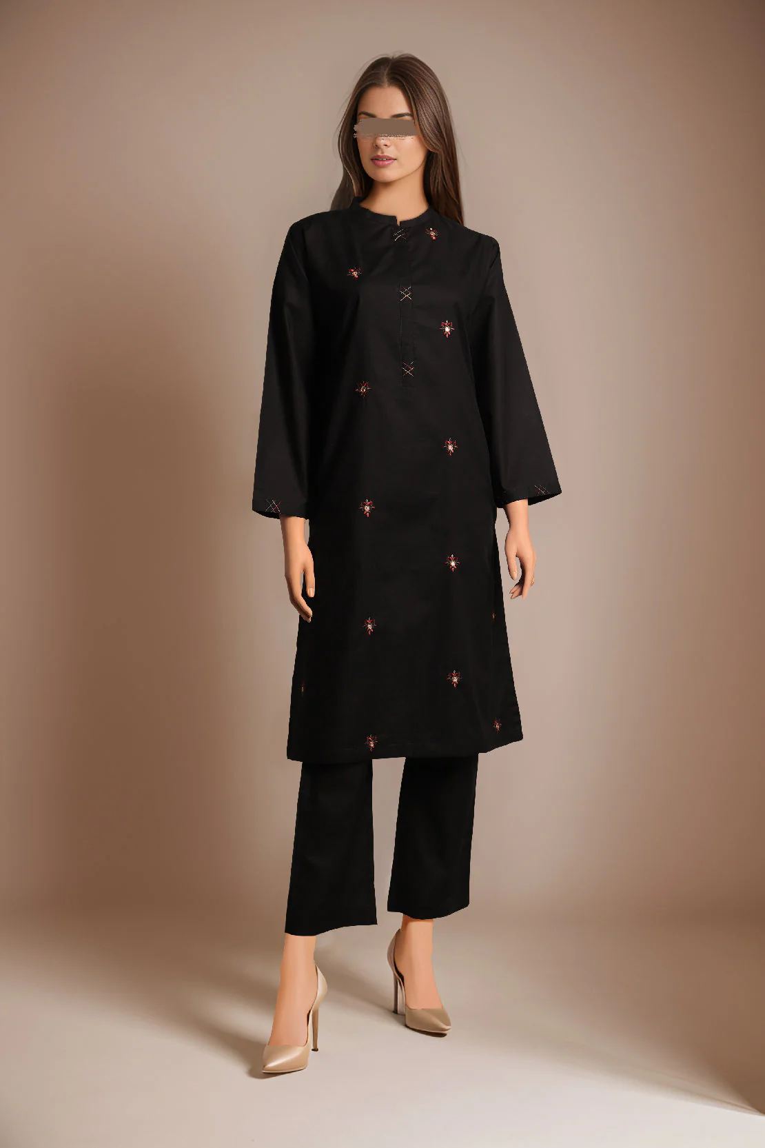 Solid Emb Cotton Stitched 2 Piece (Shirt/Trouser)