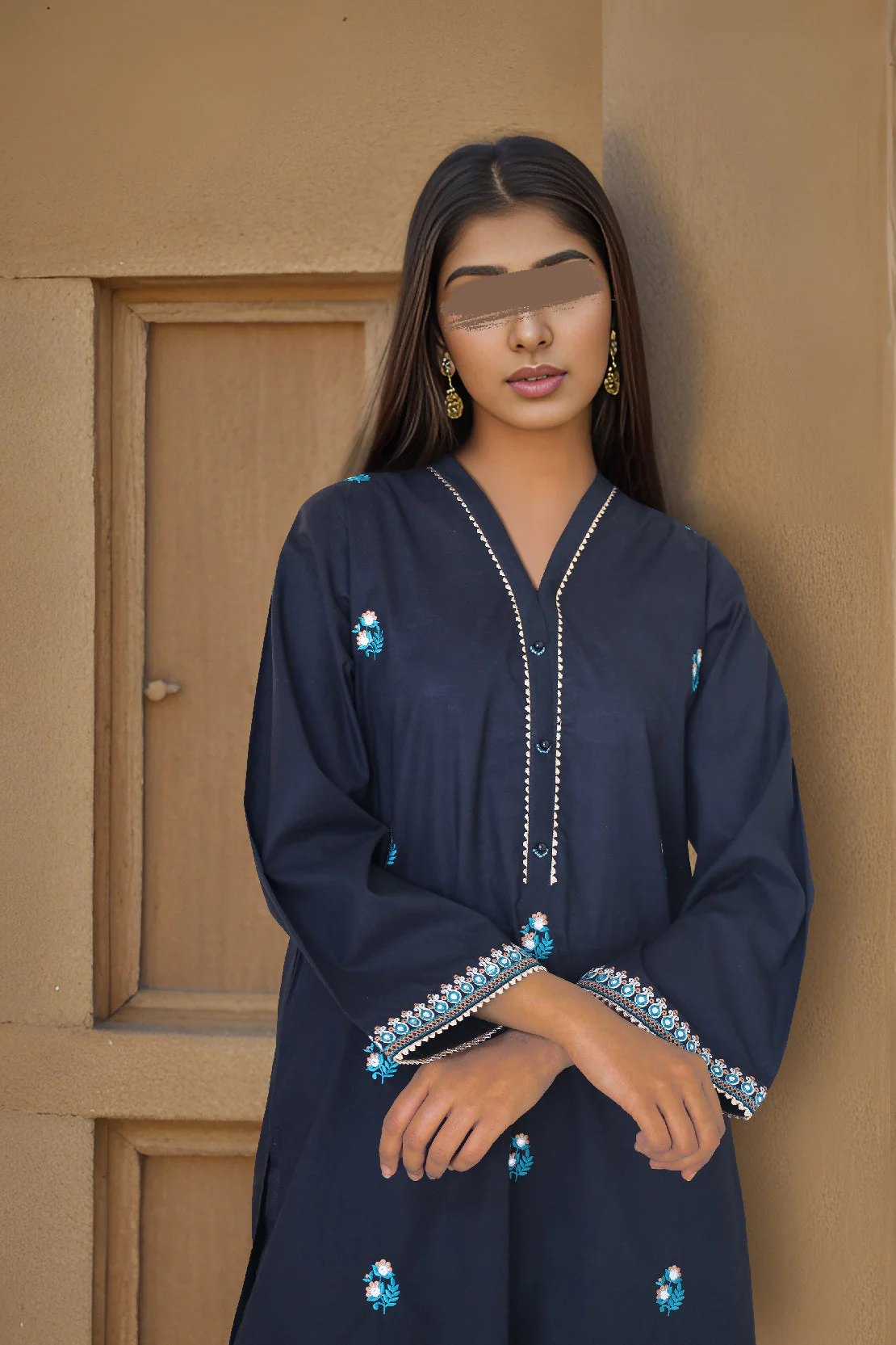 Solid Emb Cotton Stitched 2 Piece (Shirt/Trouser) - Image 2