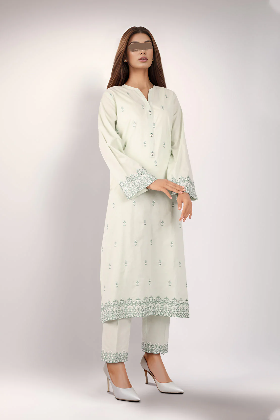 Solid Emb Cotton Stitched 2 Piece (Shirt/Trouser) - Image 4