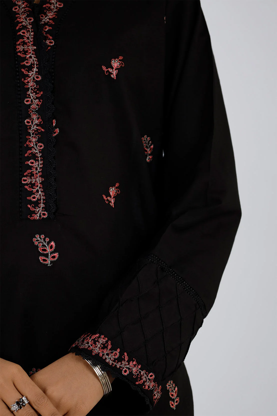 Solid Emb Cotton Stitched 2 Piece (Shirt/Trouser) - Image 4
