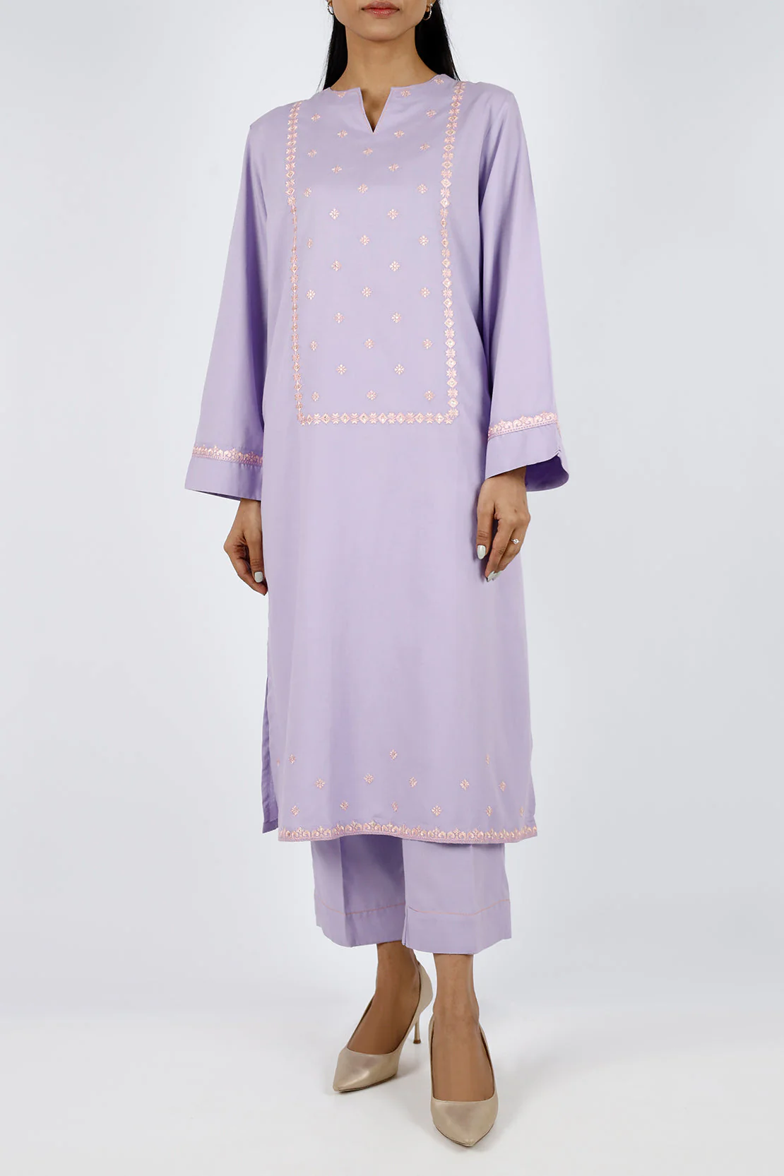 Solid Emb Cotton Stitched 2 Piece (Shirt/Trouser) - Image 2