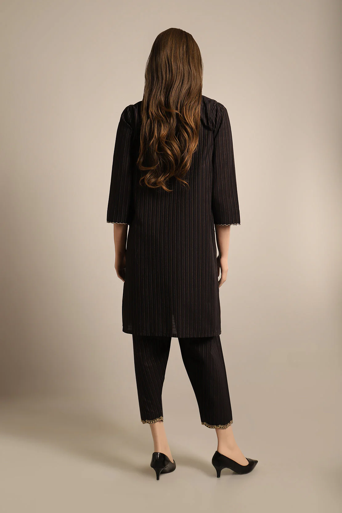 Solid Emb Lawn Jacquard Stitched 2 Piece (Shirt/Trouser) - Image 2
