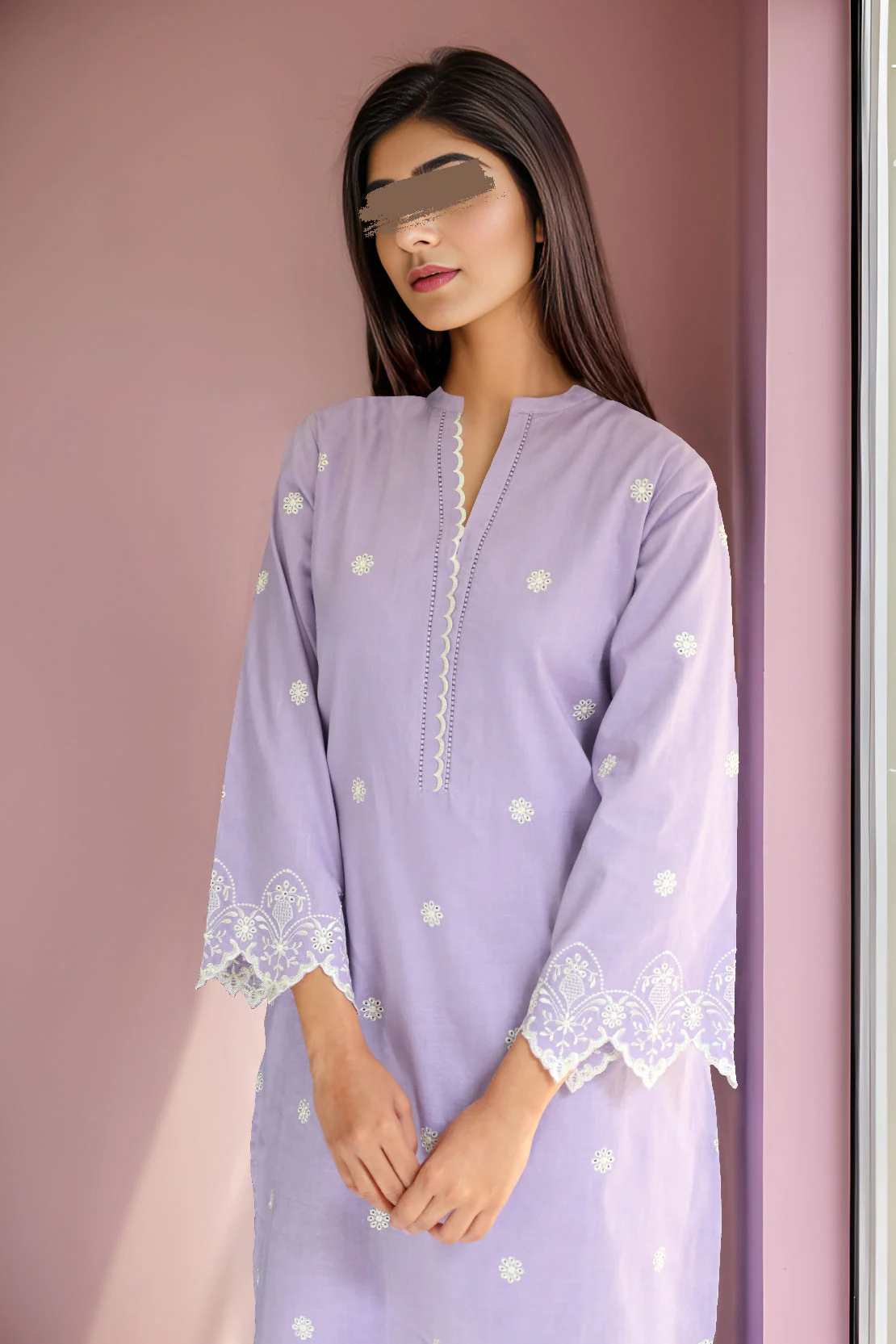 Solid Emb Cross Hatch Stitched 2 Piece (Shirt/Trouser) - Image 2