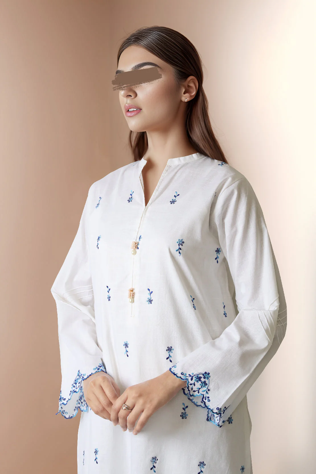 Solid Embroidered Cross Hatch Stitched 2 Piece (Shirt/Trouser) - Image 3