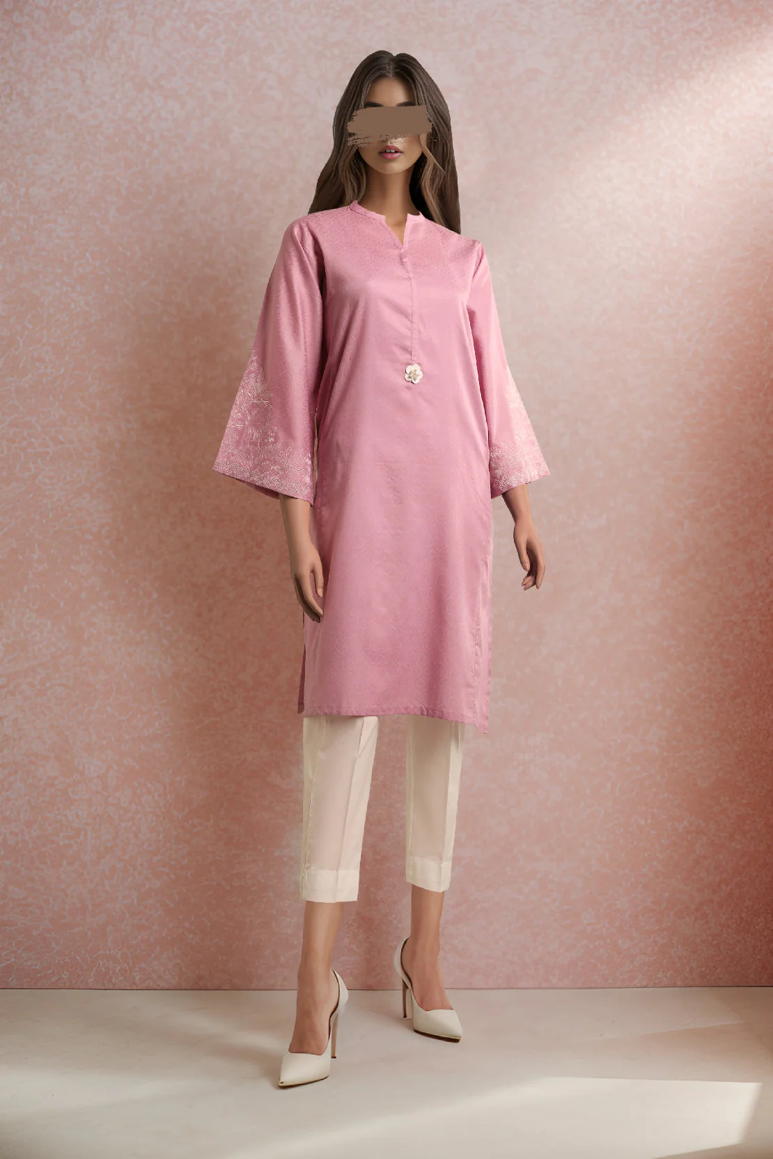Solid Emb Jacquard Cotton Stitched Shirt