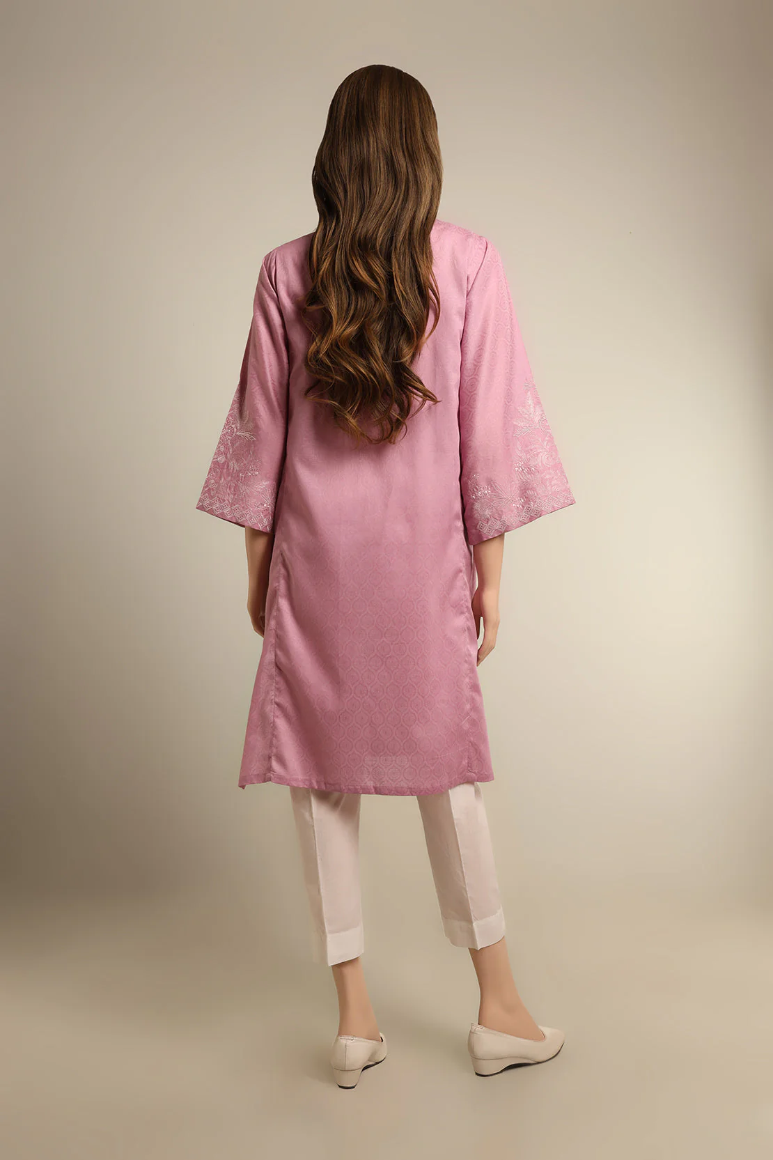 Solid Emb Jacquard Cotton Stitched Shirt - Image 2