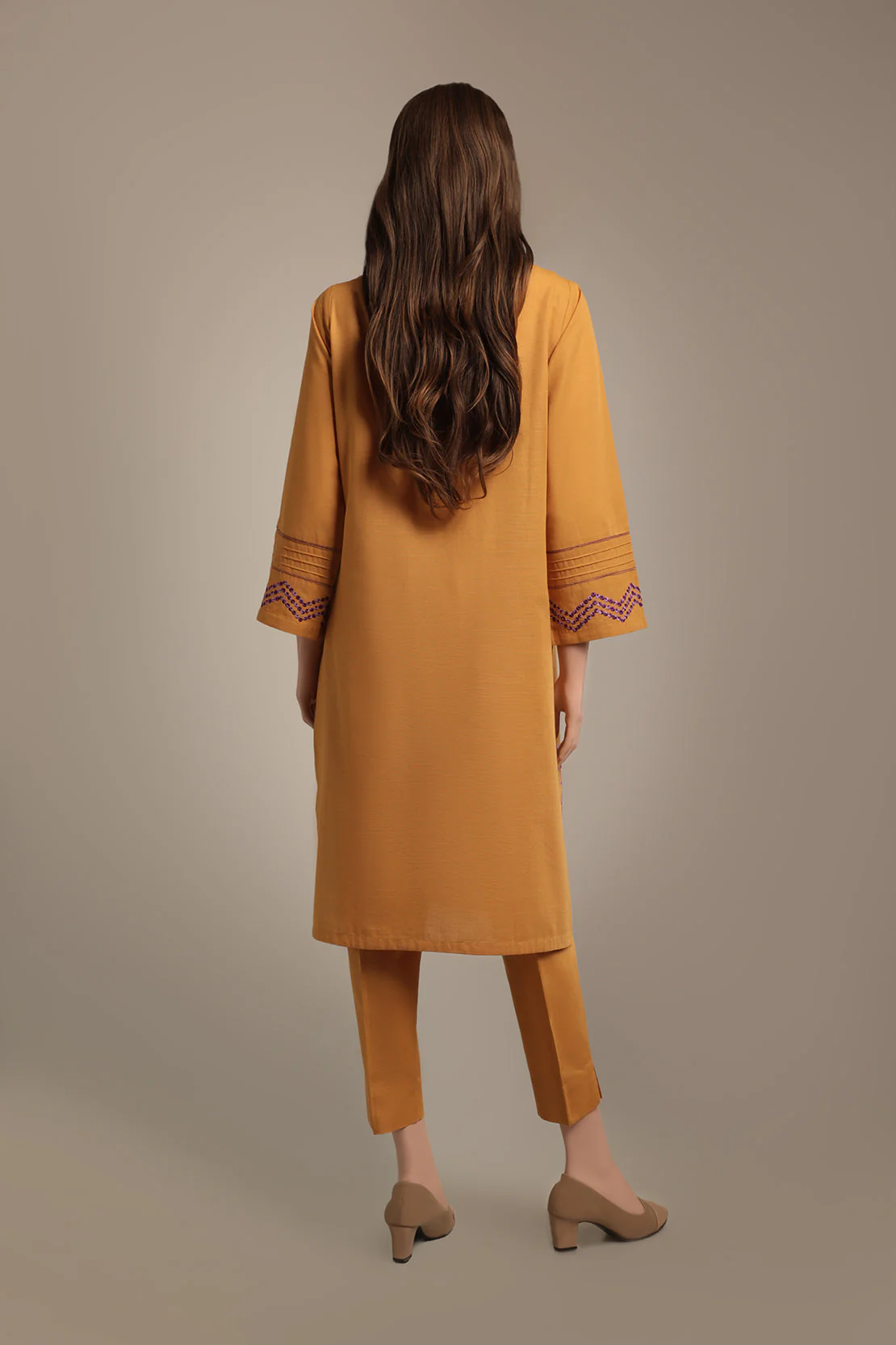 Solid+Emb Khaddar Stitched 2 Piece (Shirt/Trouser) - Image 2