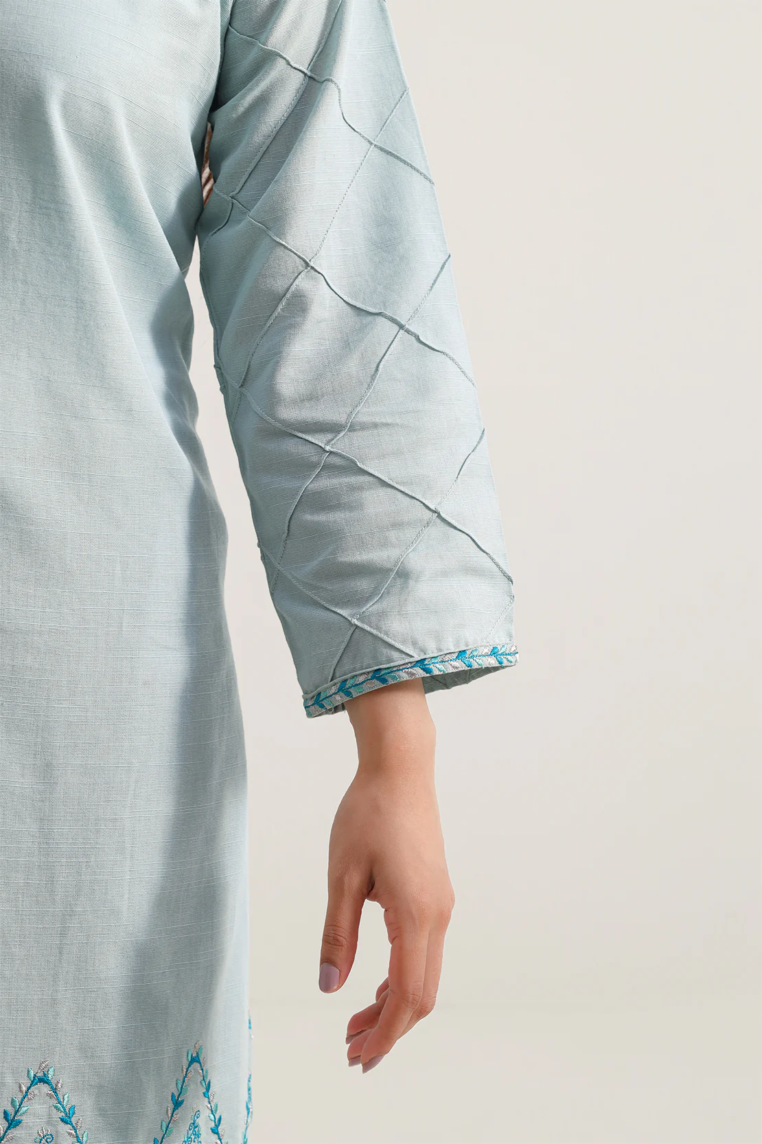 Solid+Emb Khaddar Stitched 2 Piece (Shirt/Trouser) - Image 4