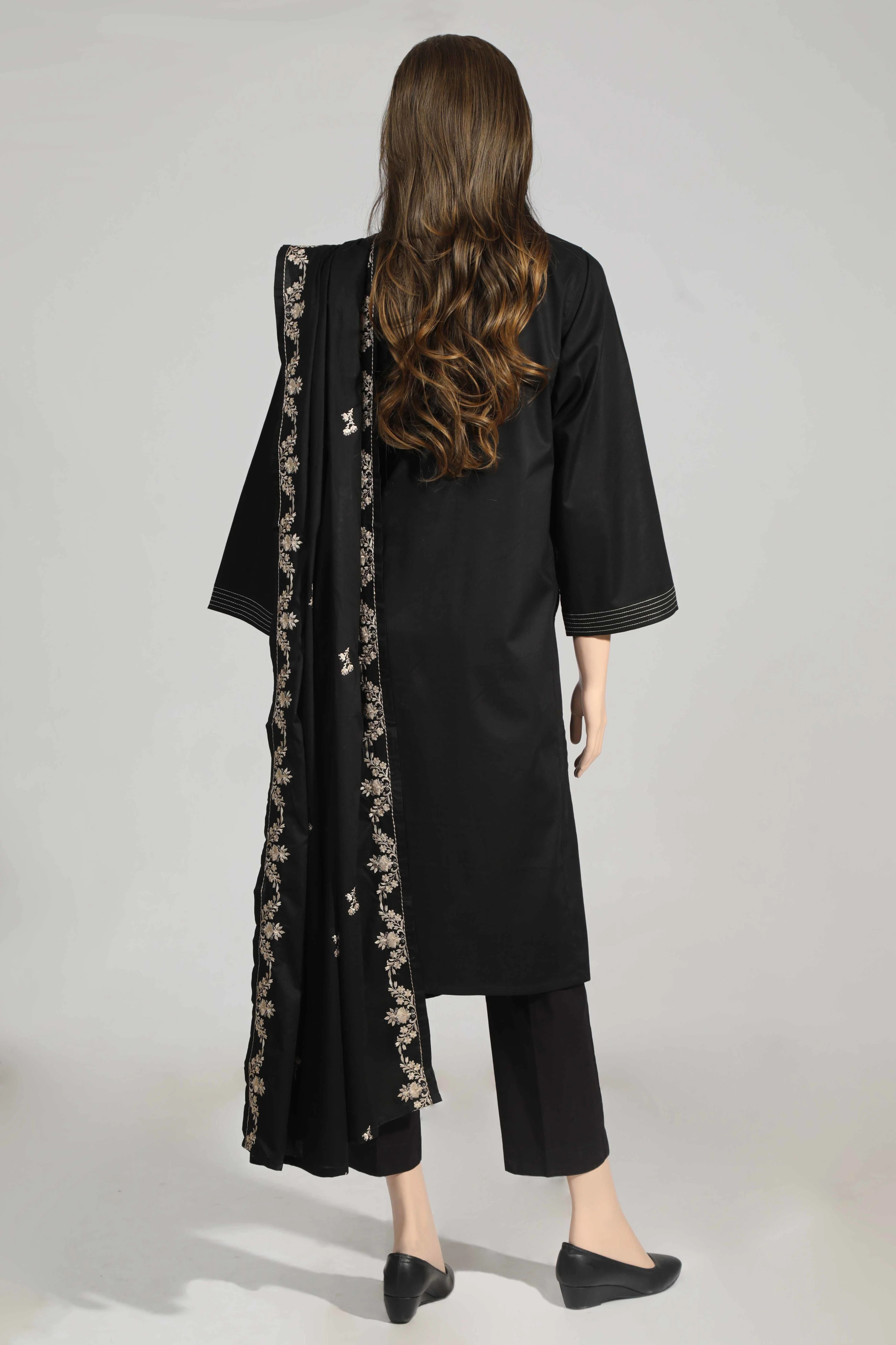 Solid Emb Lawn Stitched 2 Piece (Shirt/Dupatta) - Image 2