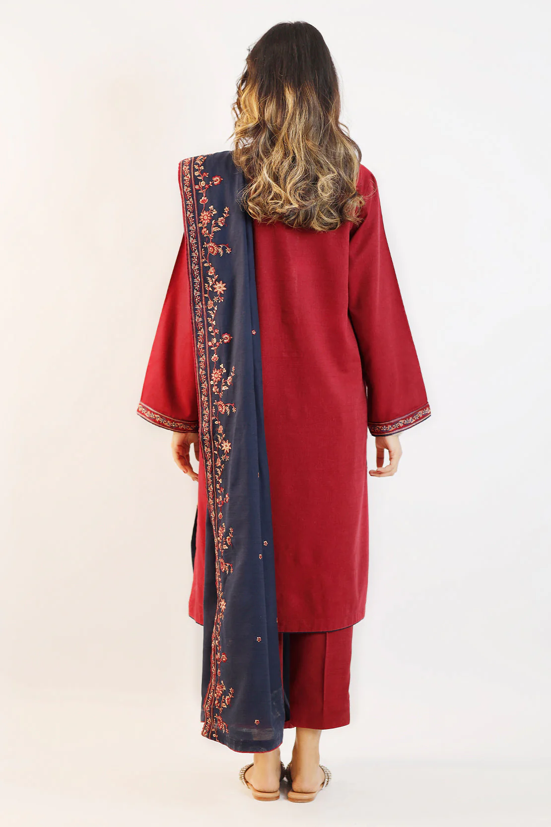 Solid+Embroidere Cotton Viscose Stitched Shirt - Image 3