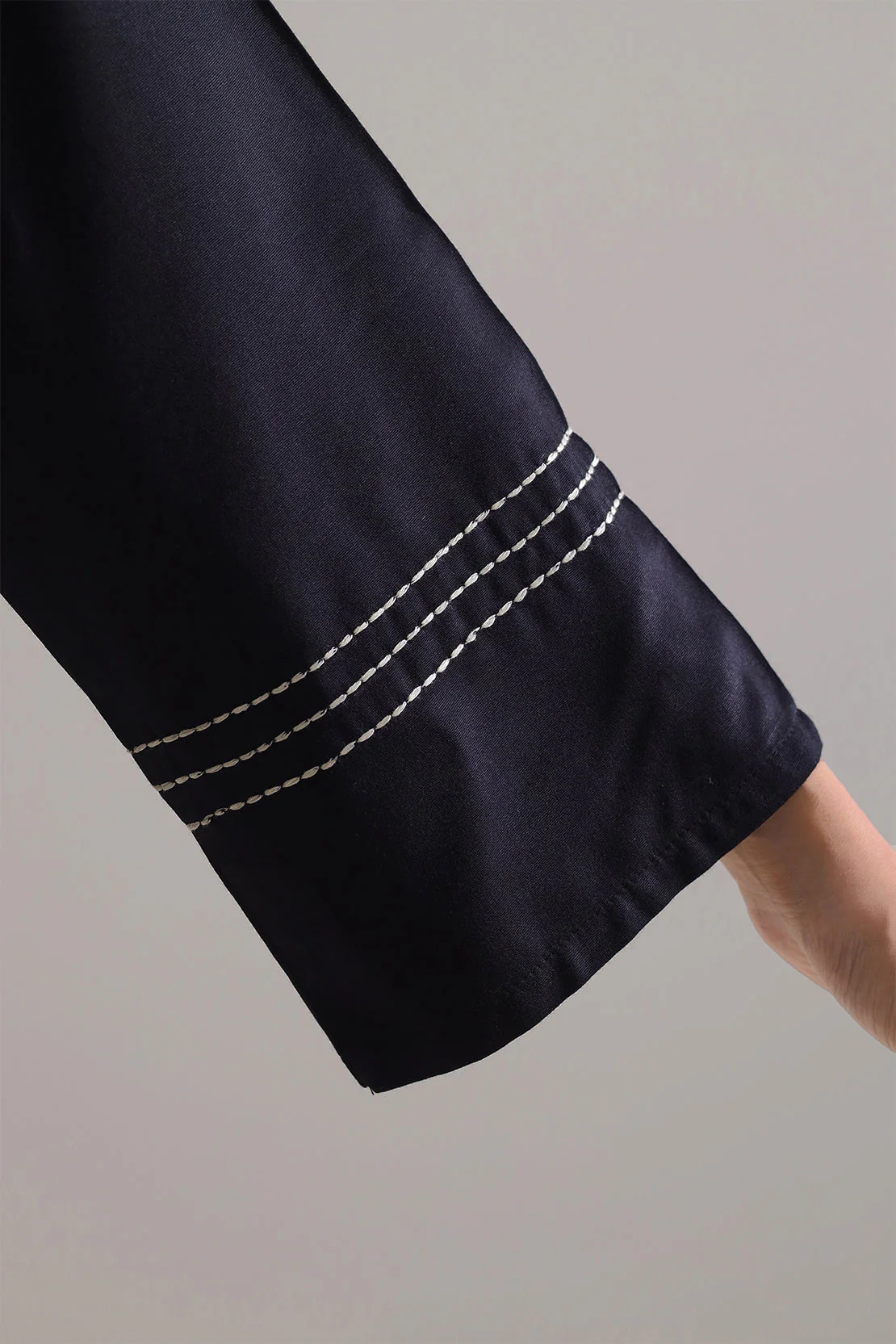 Solid Embroidered Acrylic Stitched Shirt/Trouser 2 Piece - Image 5