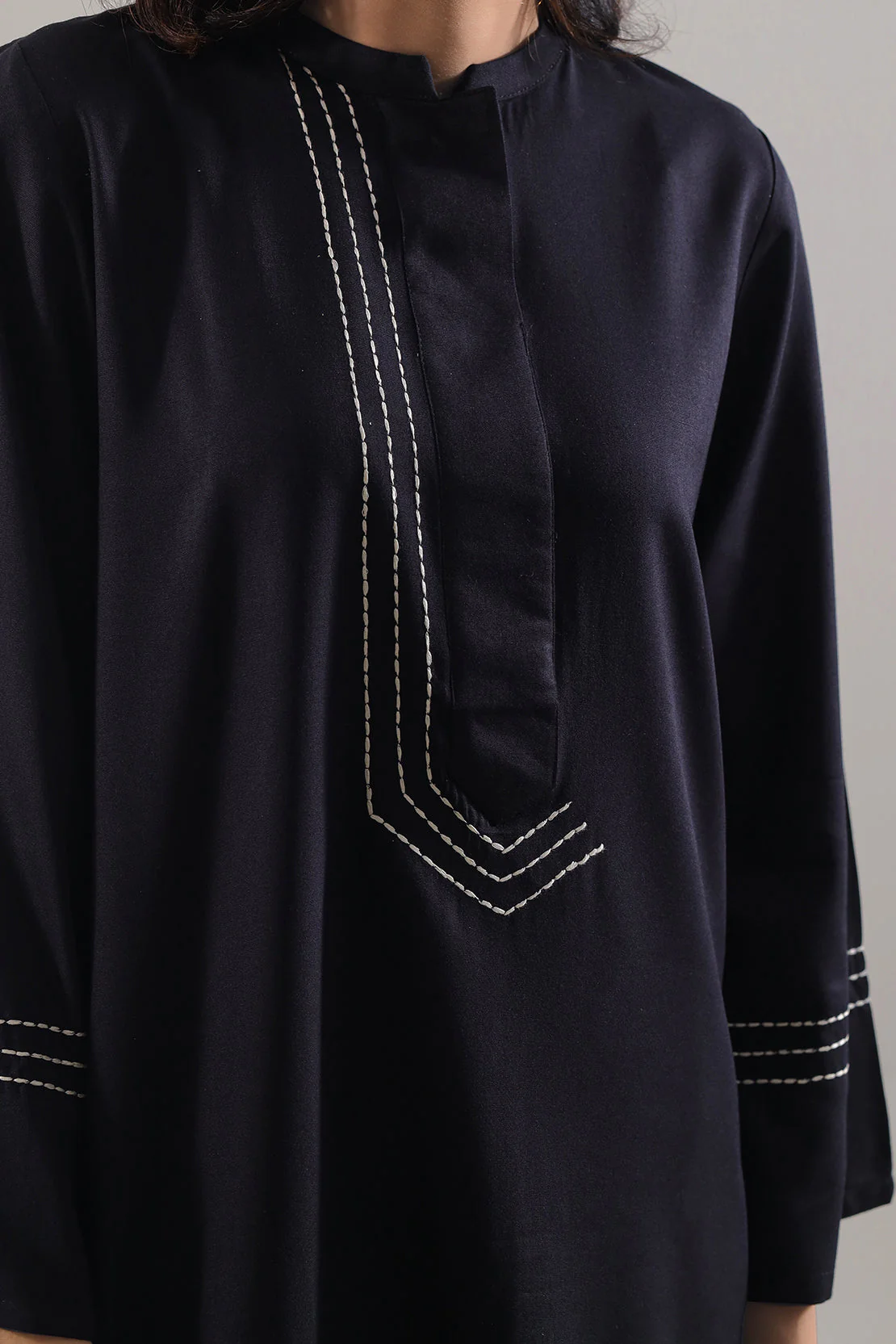 Solid Embroidered Acrylic Stitched Shirt - Image 3