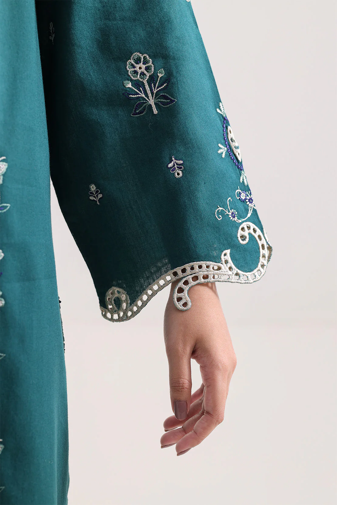 Solid Embroidered Cambric Stitched 2 Piece (Shirt/Dupatta) - Image 5
