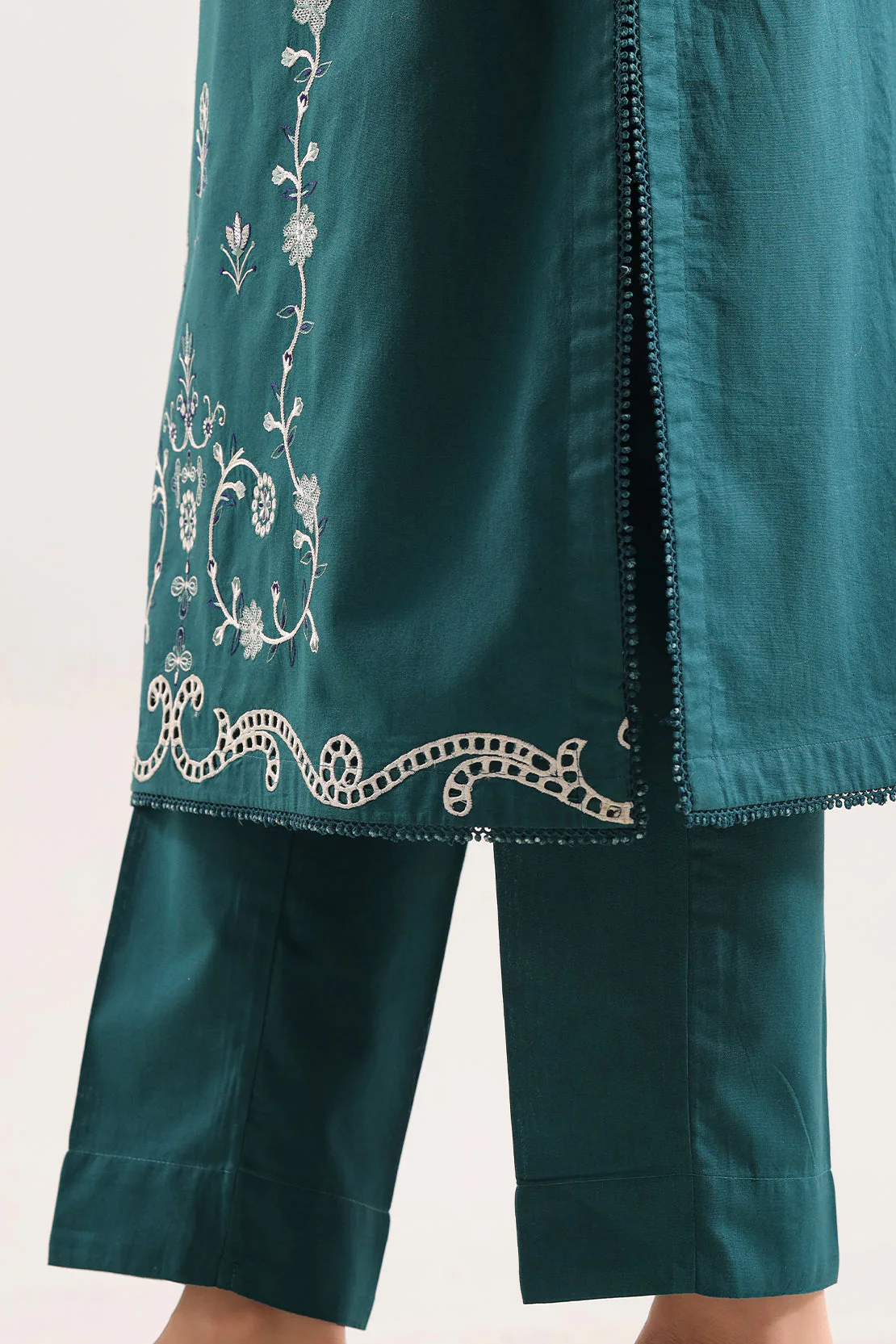 Solid Embroidered Cambric Stitched 2 Piece (Shirt/Dupatta) - Image 6