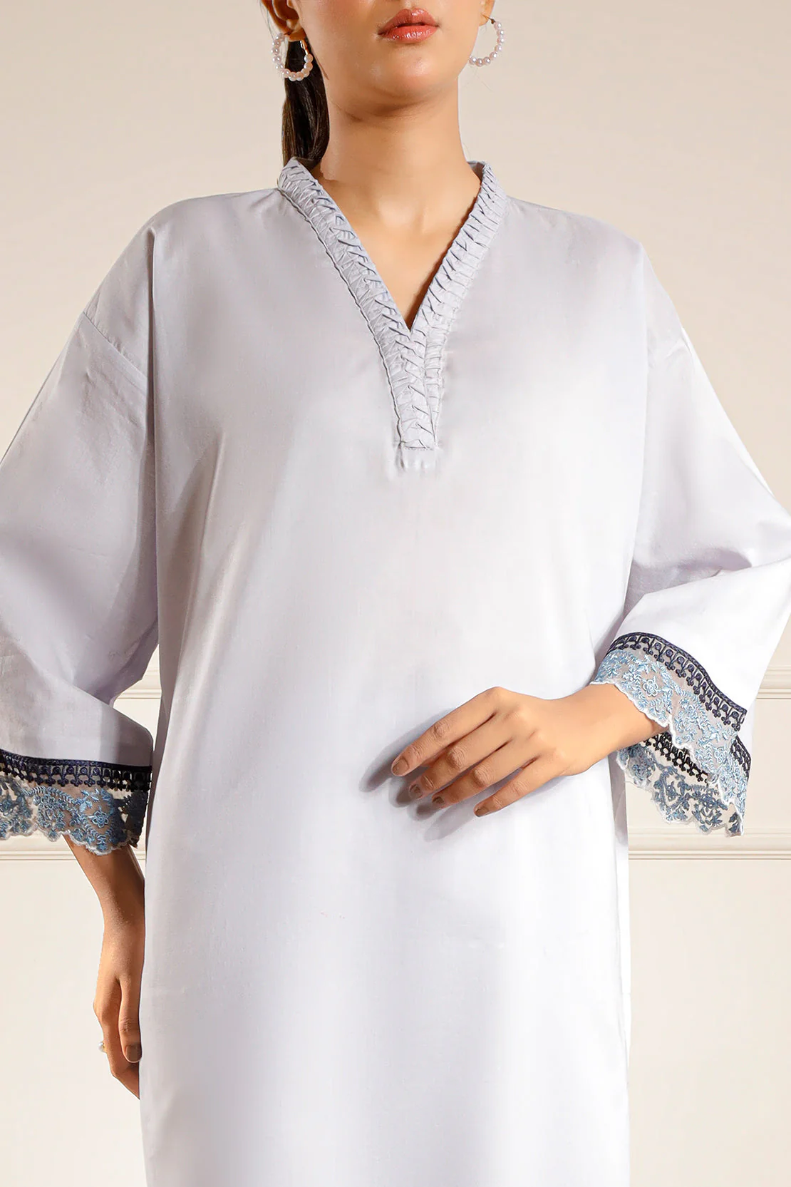 Solid Embroidered Cambric Stitched 2 Piece (Shirt/Trouser) - Image 2