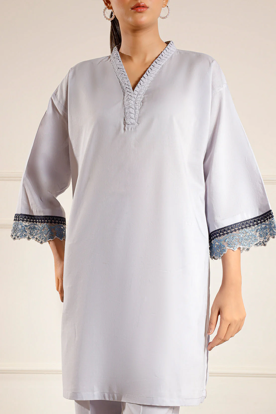 Solid Embroidered Cambric Stitched 2 Piece (Shirt/Trouser) - Image 3