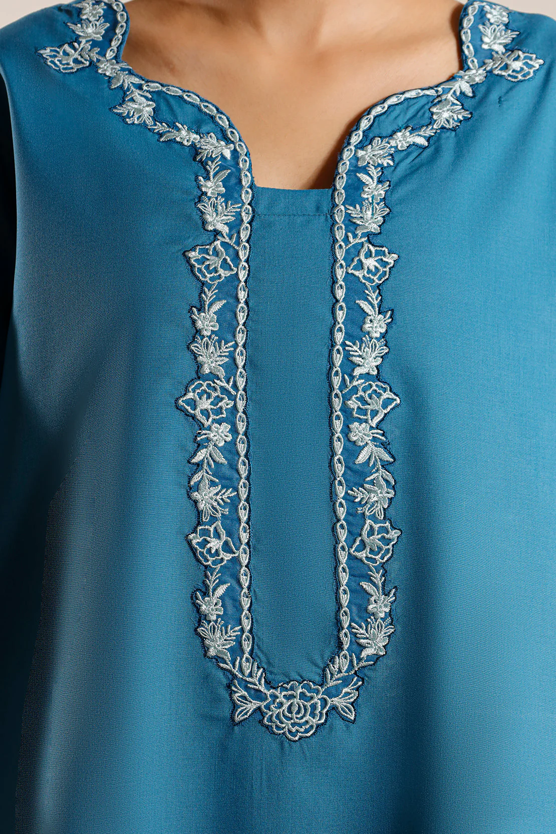 Solid Embroidered Cambric Stitched 2 Piece (Shirt/Trouser) - Image 4
