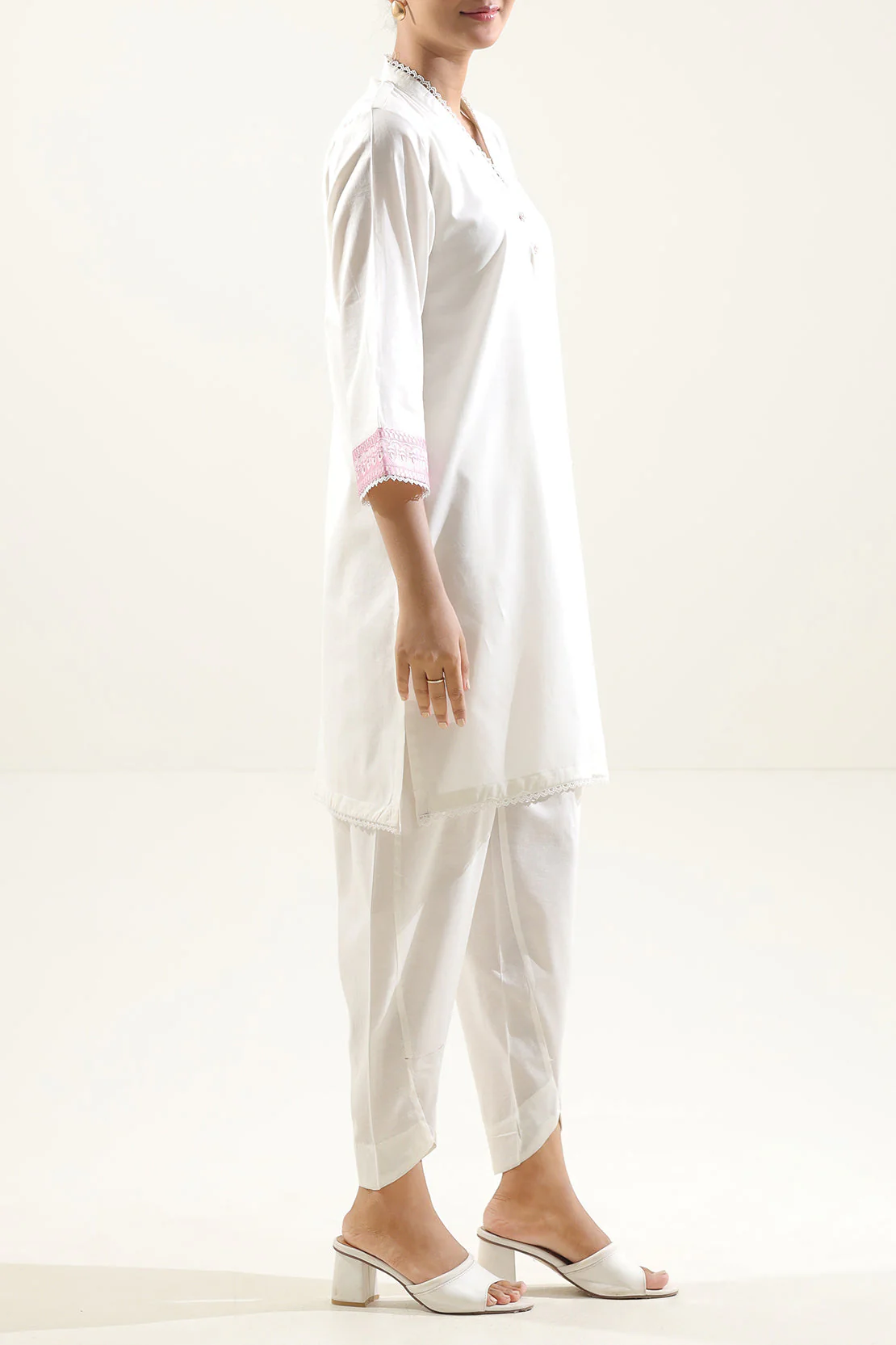 Solid Embroidered Cambric Stitched 2 Piece (Shirt/Trouser) - Image 3