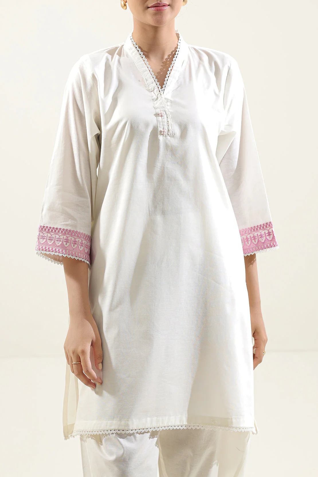 Solid Embroidered Cambric Stitched 2 Piece (Shirt/Trouser) - Image 4