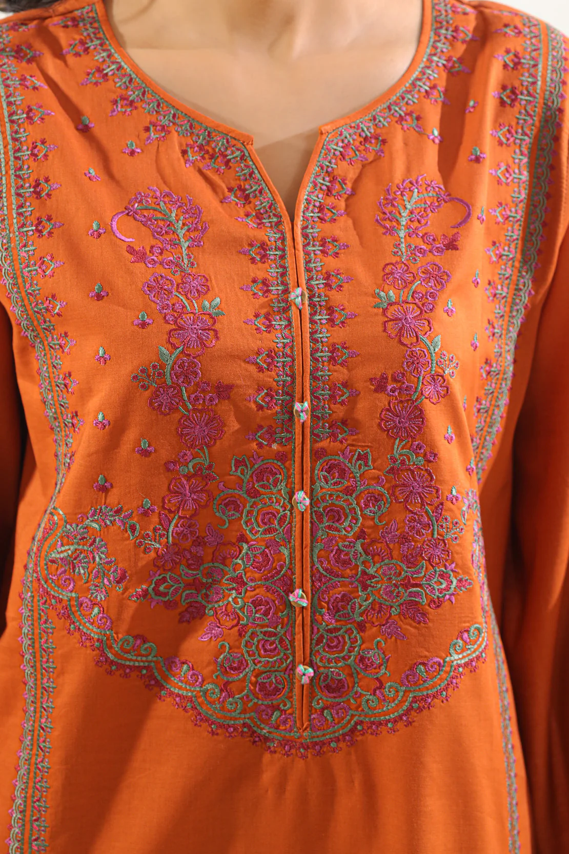 Solid Embroidered Cambric Stitched 2 Piece (Shirt/Trouser) - Image 4