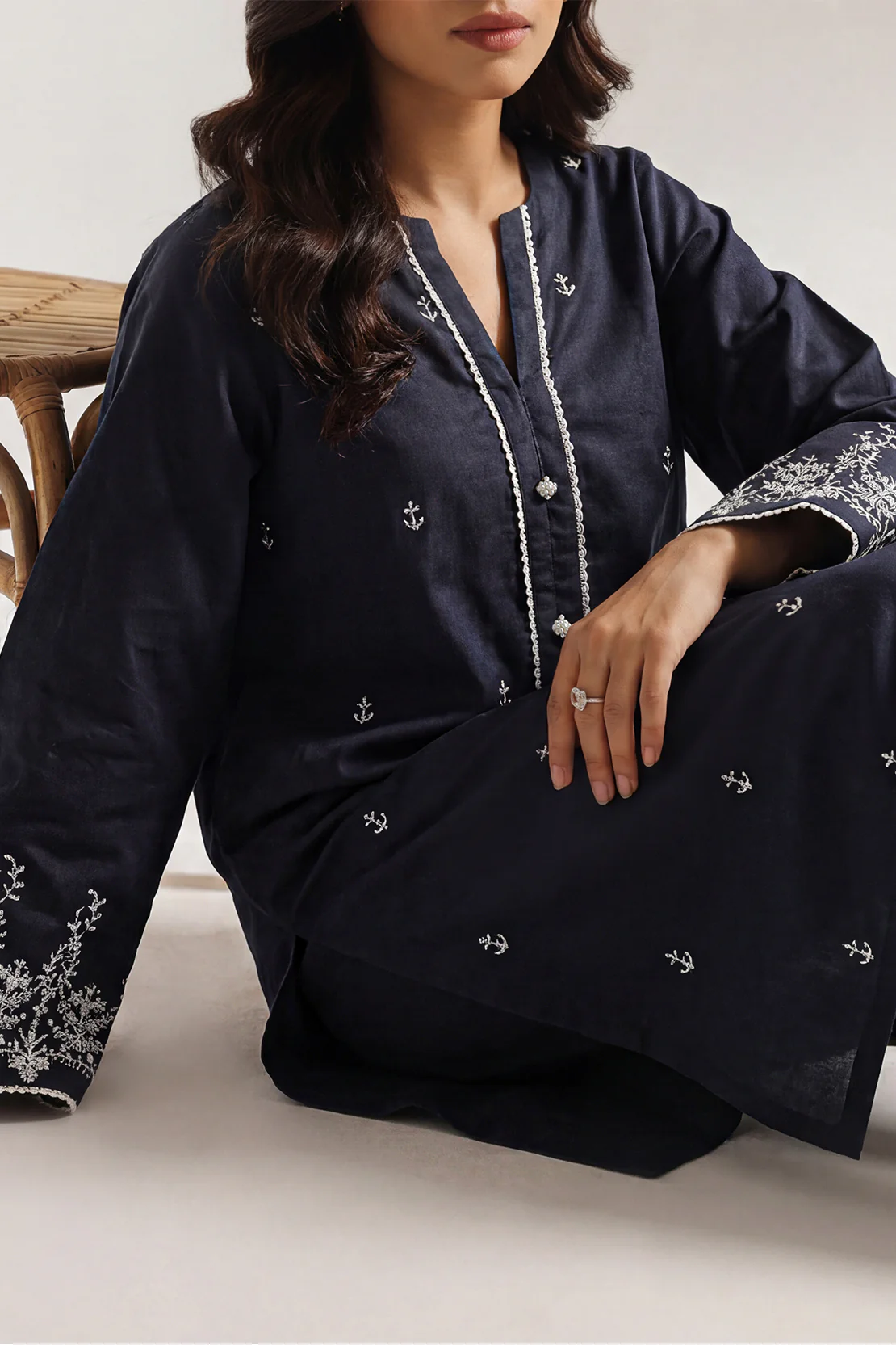 Solid Embroidered Cambric Stitched 2 Piece (Shirt/Trouser) - Image 3