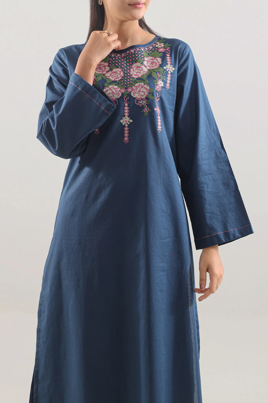 Solid Embroidered Cambric Stitched 2 Piece (Shirt/Trouser) - Image 2