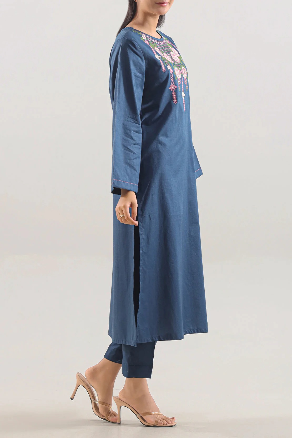 Solid Embroidered Cambric Stitched 2 Piece (Shirt/Trouser) - Image 3