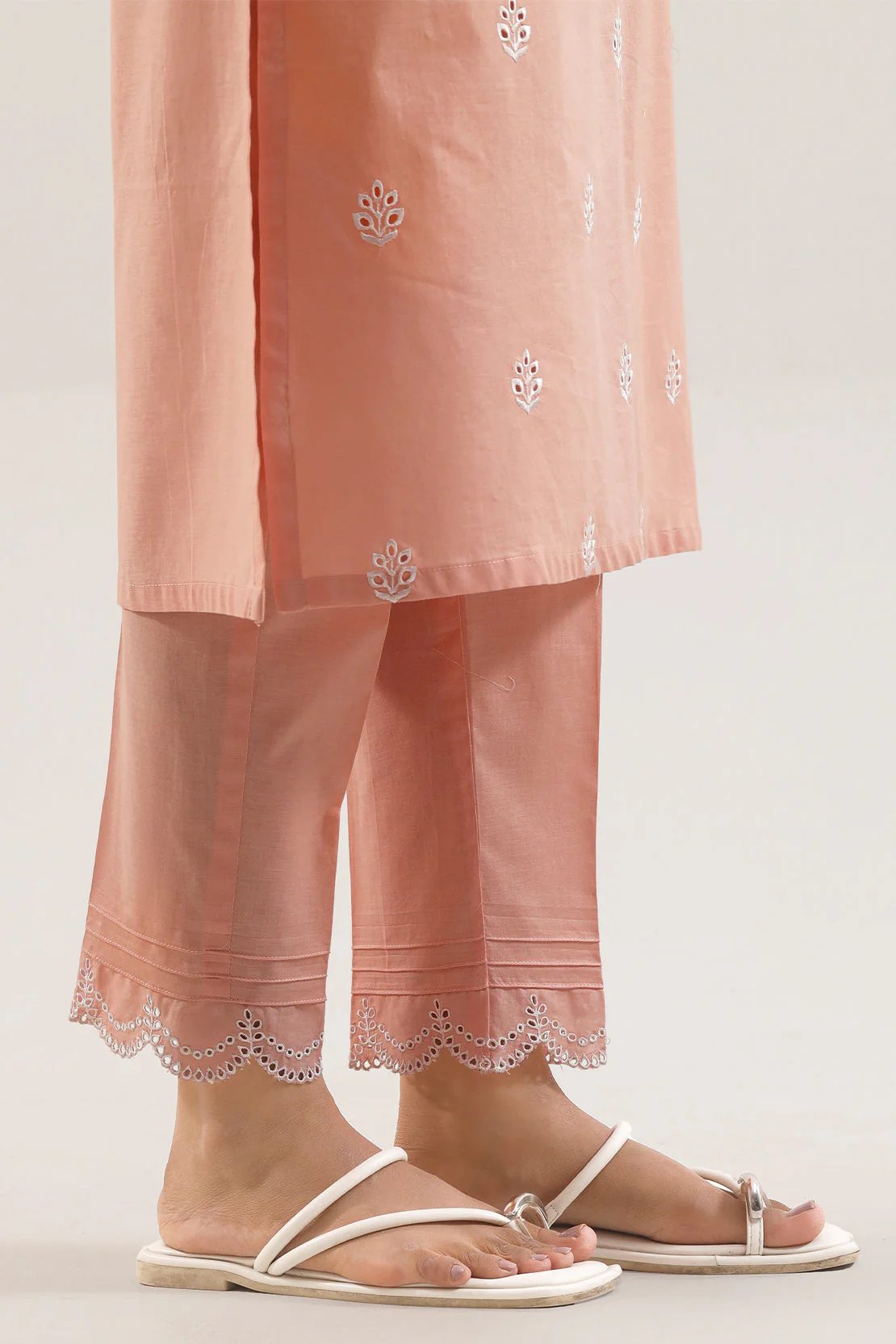 Solid Embroidered Cambric Stitched 2 Piece (Shirt/Trouser) - Image 6