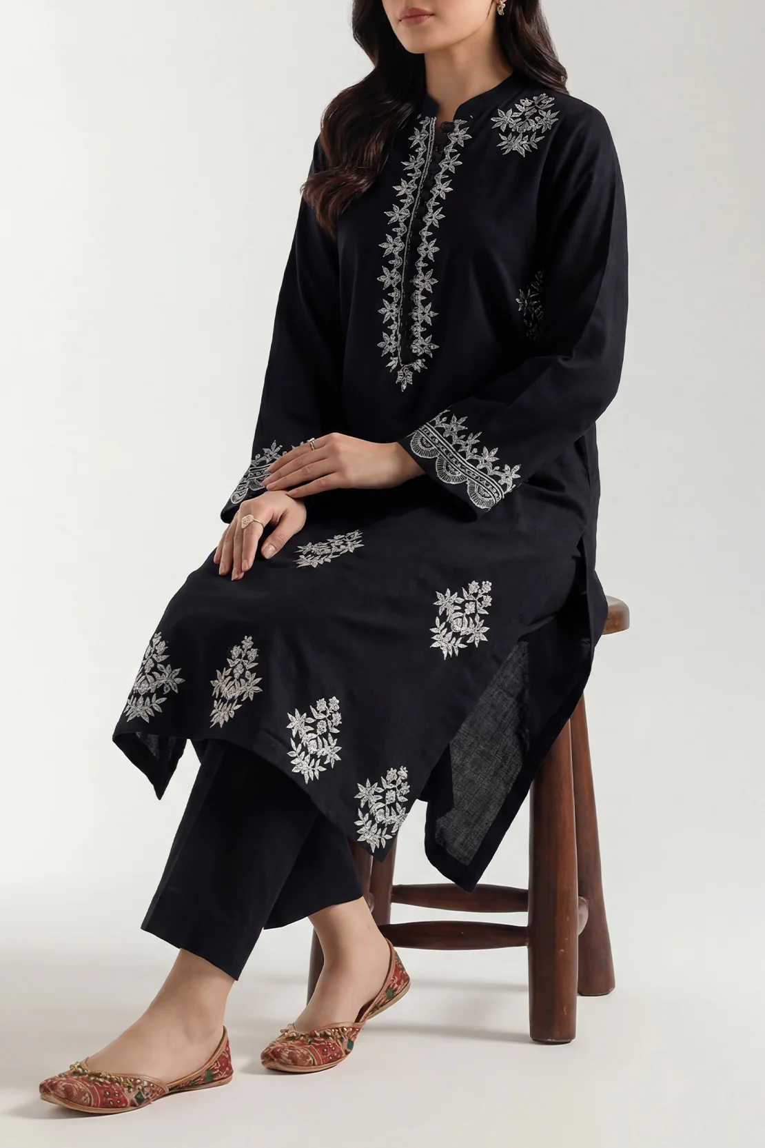 Solid Embroidered Cambric Stitched 2 Piece (Shirt/Trouser)