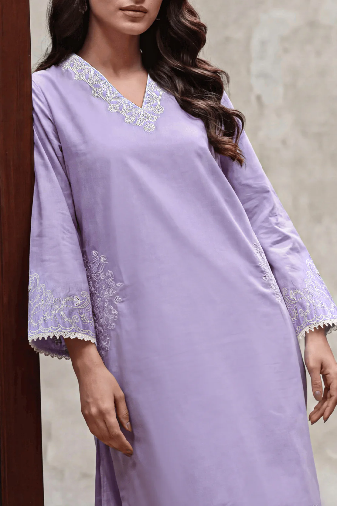 Solid Embroidered Cambric Stitched 2 Piece (Shirt/Trouser) - Image 2