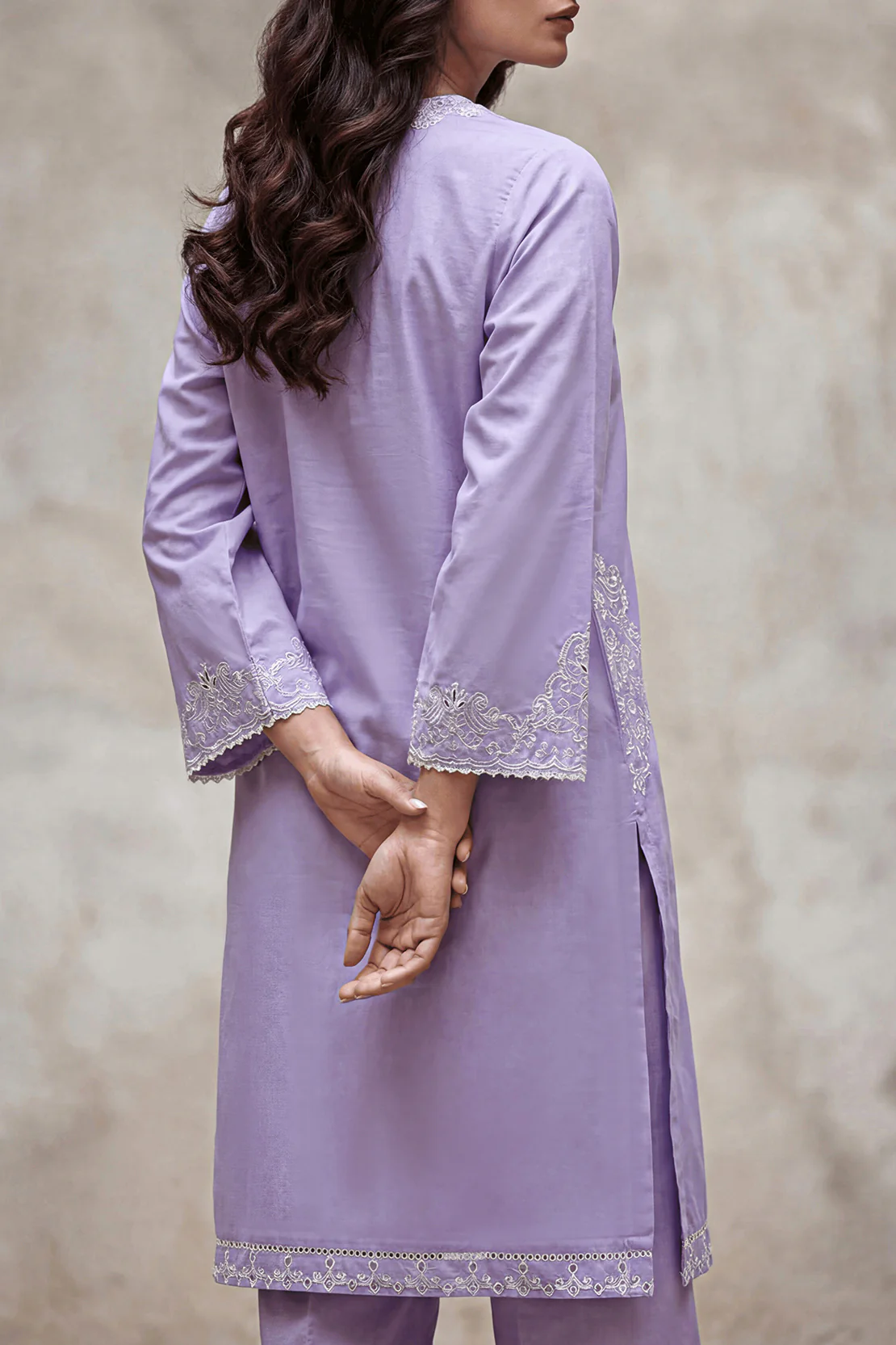 Solid Embroidered Cambric Stitched 2 Piece (Shirt/Trouser) - Image 4