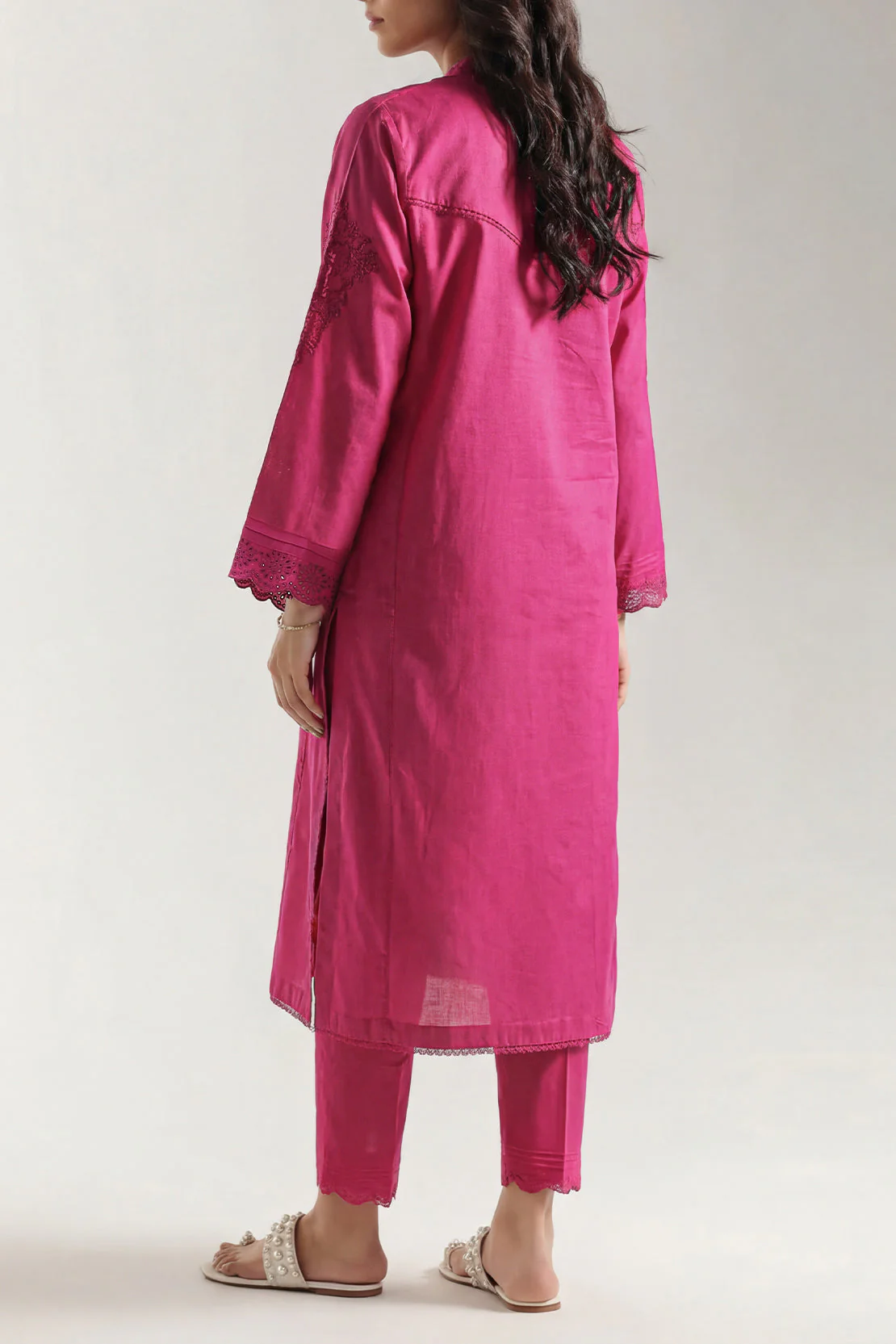 Solid Embroidered Cambric Stitched 2 Piece (Shirt/Trouser) - Image 2