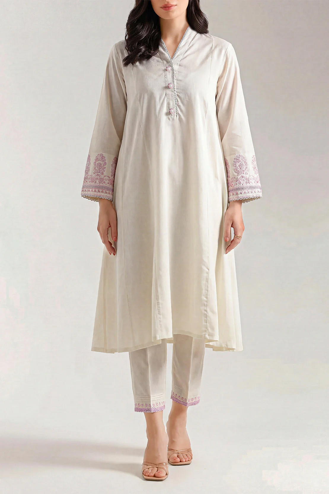 Solid Embroidered Cambric Stitched 2 Piece (Shirt/Trouser)