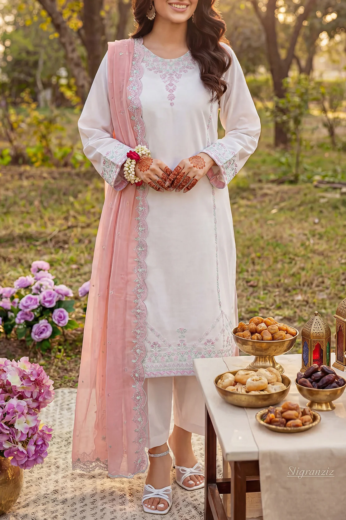 Solid Embroidered Cambric Stitched 2 Piece (Shirt/Trouser)