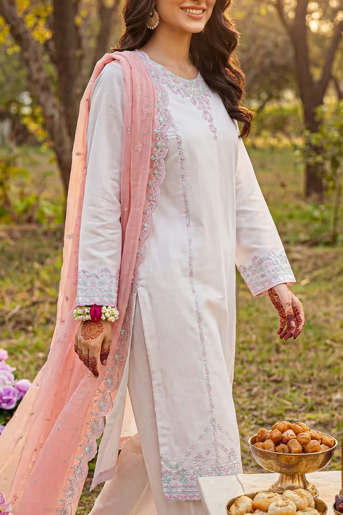 Solid Embroidered Cambric Stitched 2 Piece (Shirt/Trouser) - Image 2