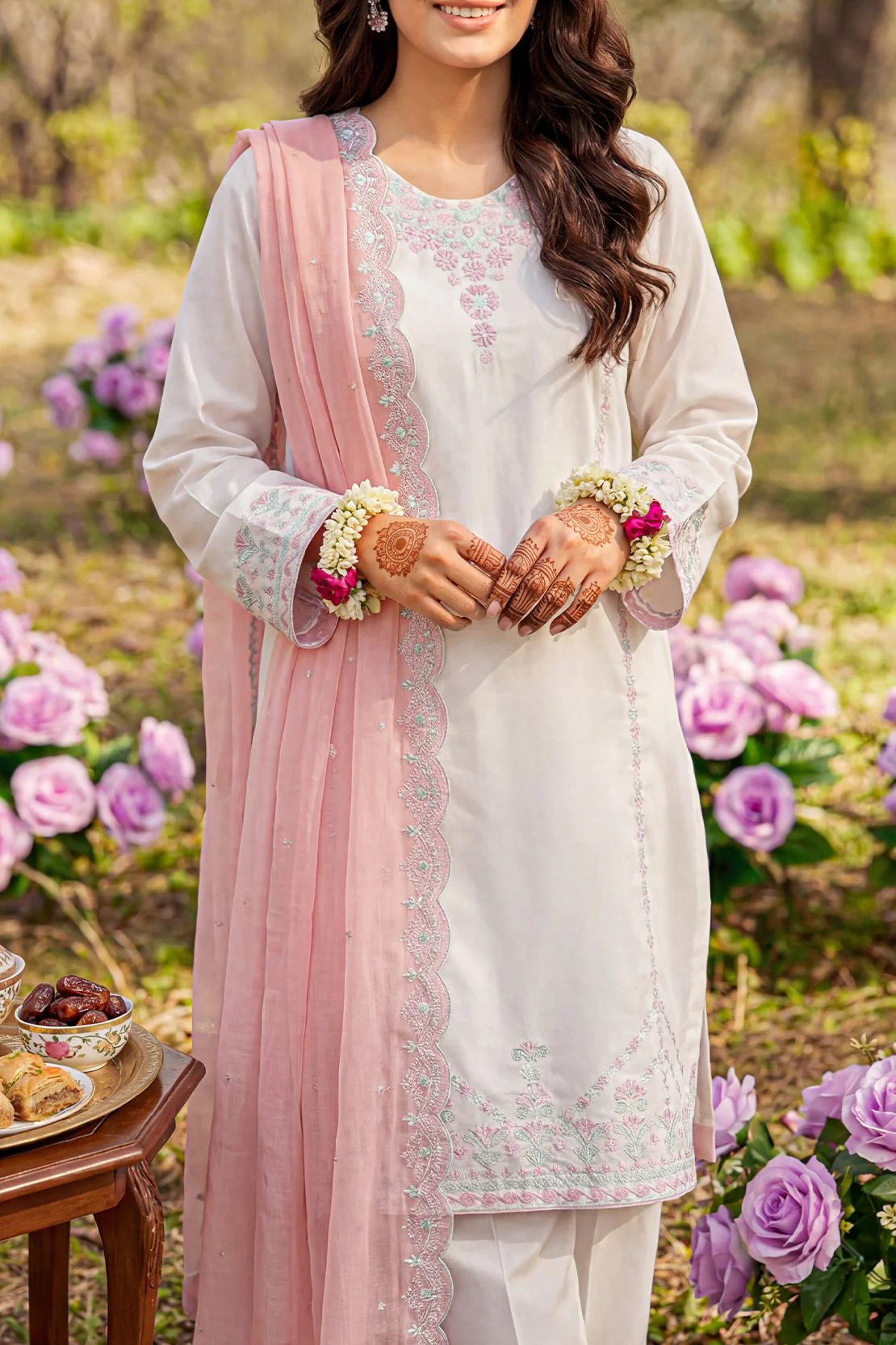 Solid Embroidered Cambric Stitched 2 Piece (Shirt/Trouser) - Image 3