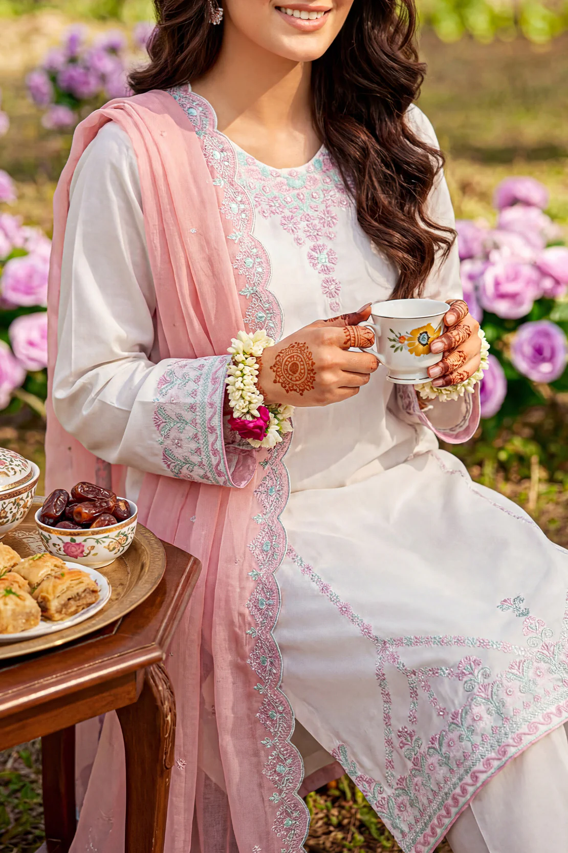 Solid Embroidered Cambric Stitched 2 Piece (Shirt/Trouser) - Image 4