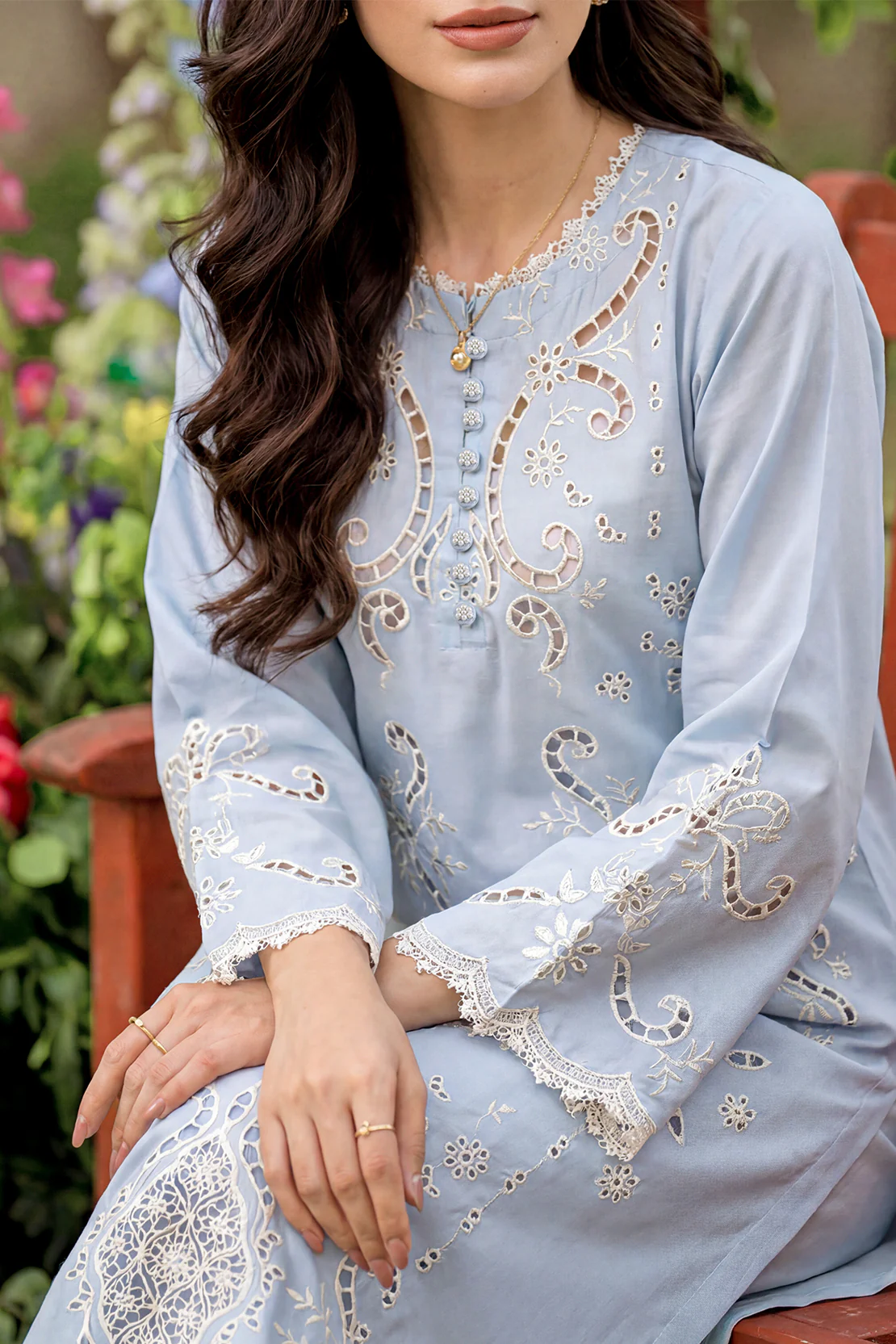 Solid Embroidered Cambric Stitched 2 Piece (Shirt/Trouser)