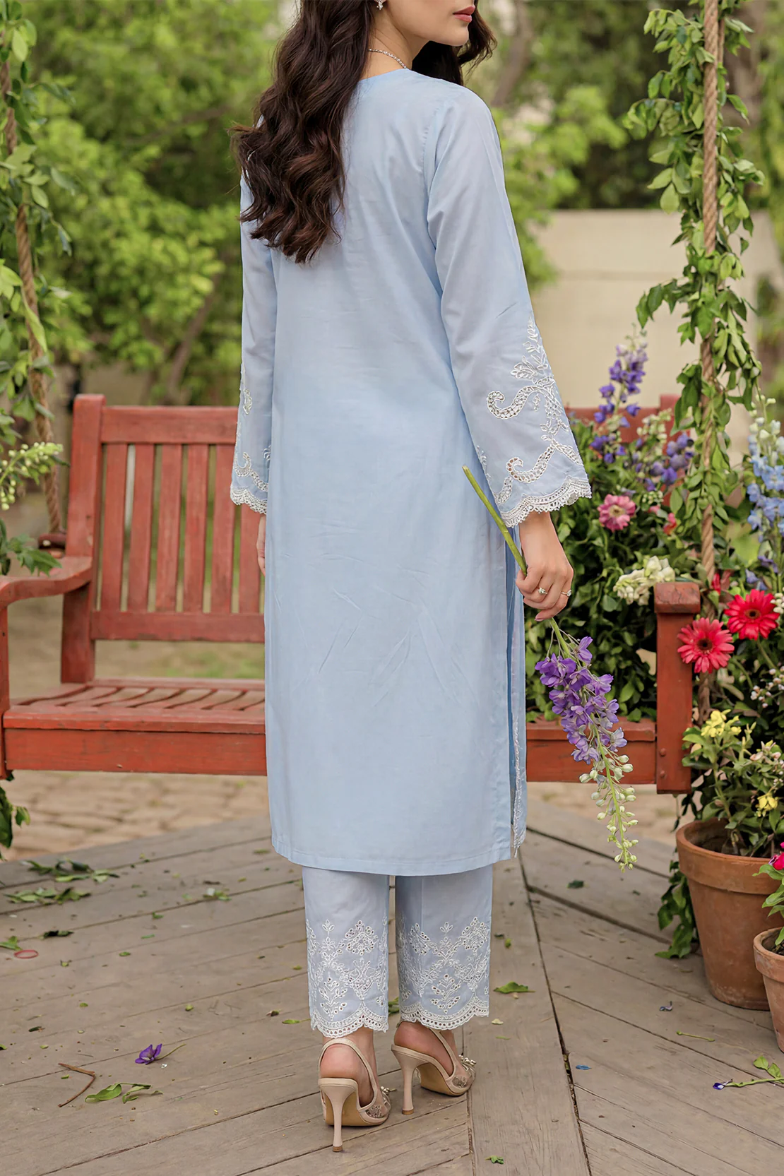 Solid Embroidered Cambric Stitched 2 Piece (Shirt/Trouser) - Image 5